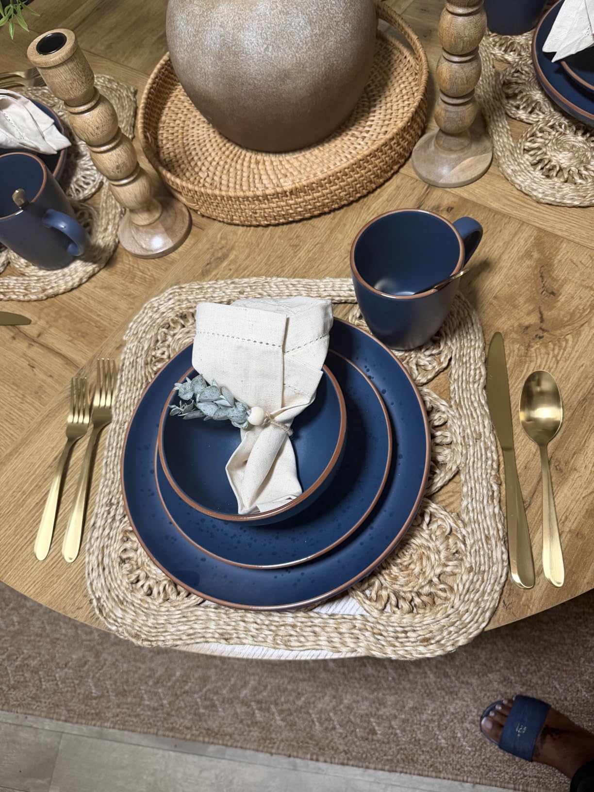 Lightnpro Flax Linen Napkins Set of 12 - Hemstitched Dinner Cloth Napkins 18x18 Inch Natural Color customer photo 2