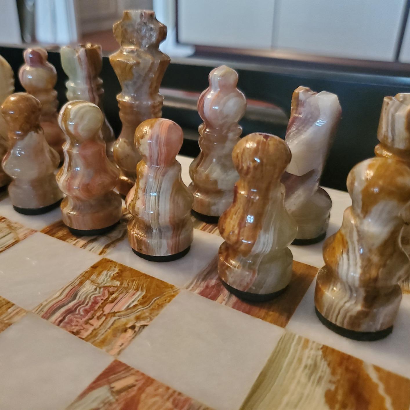 Handmade Staunton White and Green Onyx Marble Chess Board Game Set - Best Board Games for Home Decor Gifts - Suitable for Table Decor customer photo 1