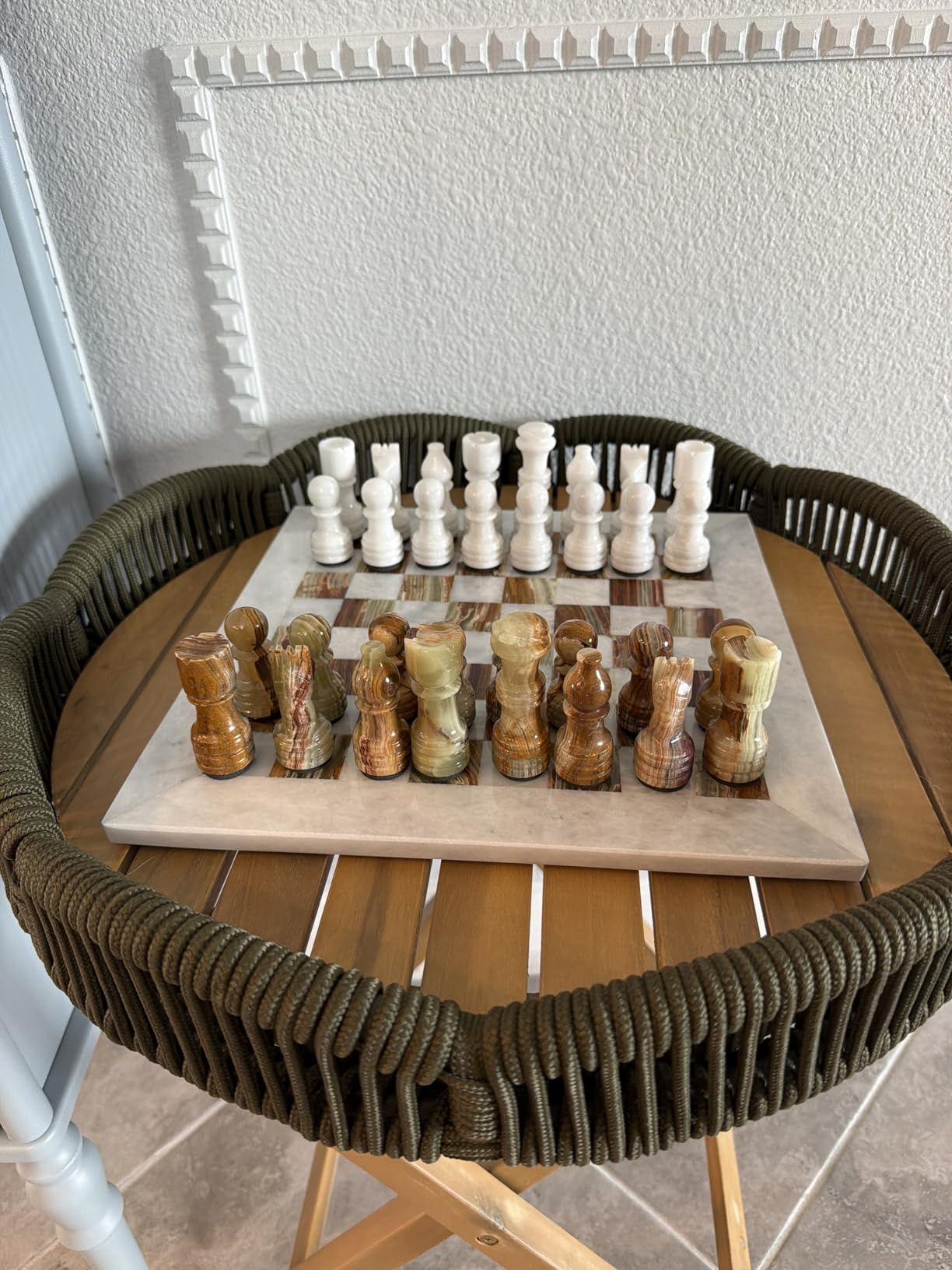 Handmade Staunton White and Green Onyx Marble Chess Board Game Set - Best Board Games for Home Decor Gifts - Suitable for Table Decor customer photo 2