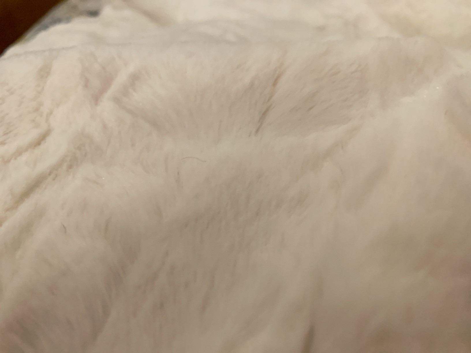 Faux Fur Throw Blanket Soft Marbled Ivory 50x60 | Soft faux fur throw blanket with a fluffy texture customer photo 2