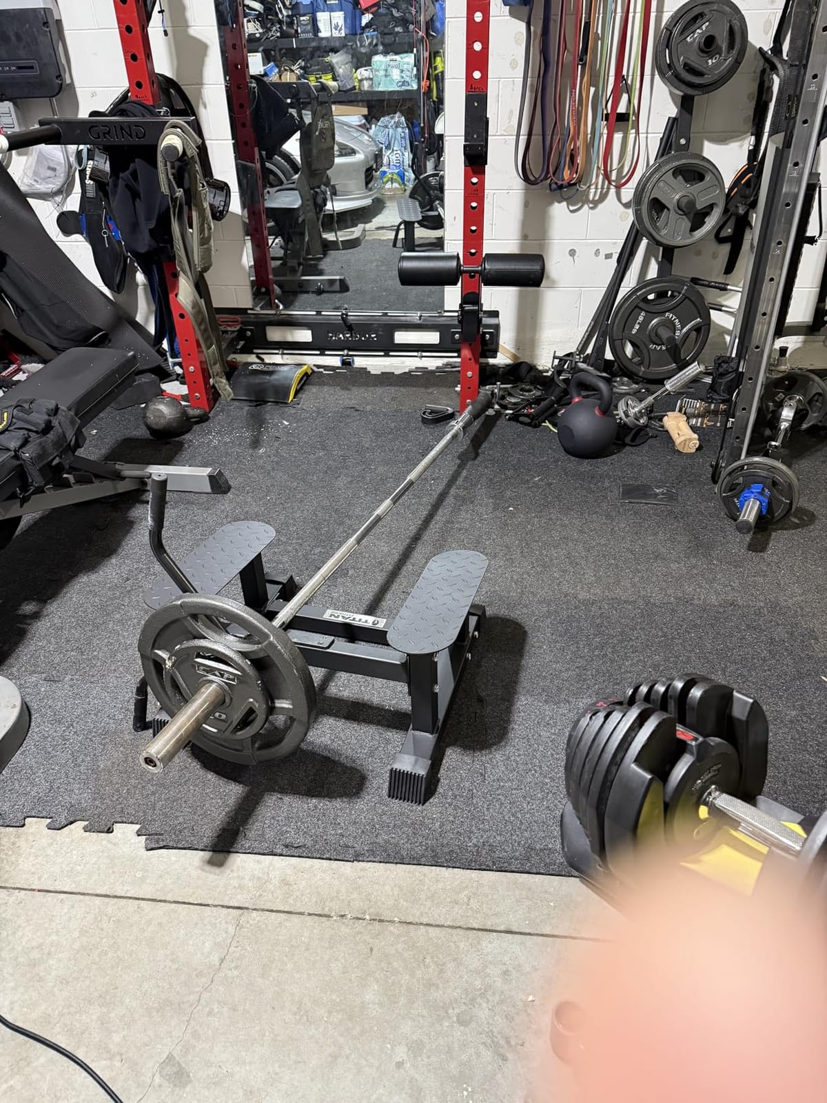 Titan Fitness T Bar Rowing Platform, Elevated/Angled Design for Rows at a Deficit, T Bar Row Platform with Diamond-Plated Footplates, T Bar Platform with Protective UHMW Strip, Non-Slip Rubber Feet customer photo 2
