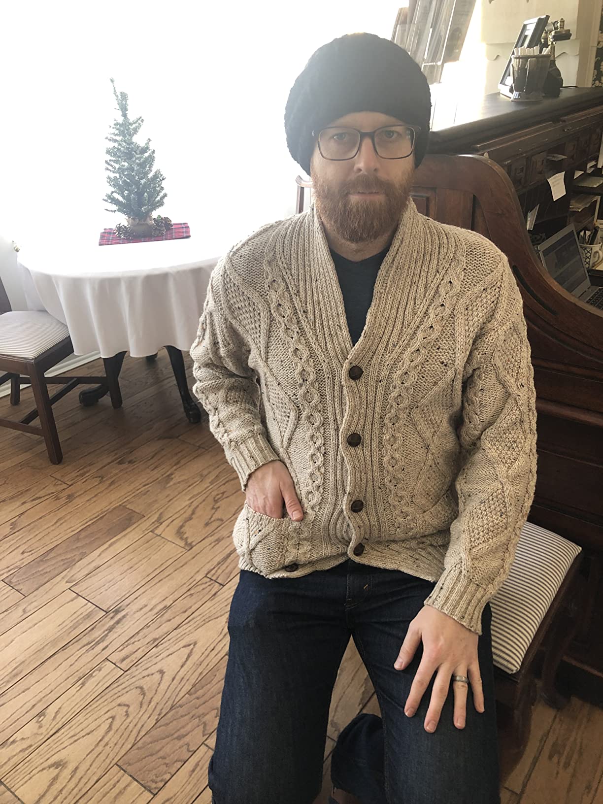 Aran Crafts Men's Irish Cable Knitted Cardigan Sweater (100% Merino Wool) customer photo 2