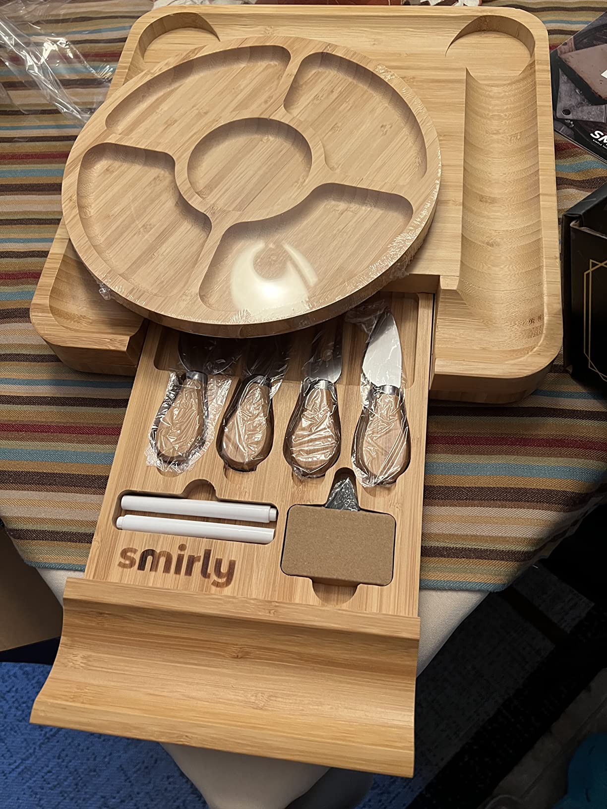SMIRLY Charcuterie Large Bamboo Cheese Board Set for Serving - House Warming Gifts for New Home, Wedding, Bridal Shower & Birthday, for Women customer photo 2