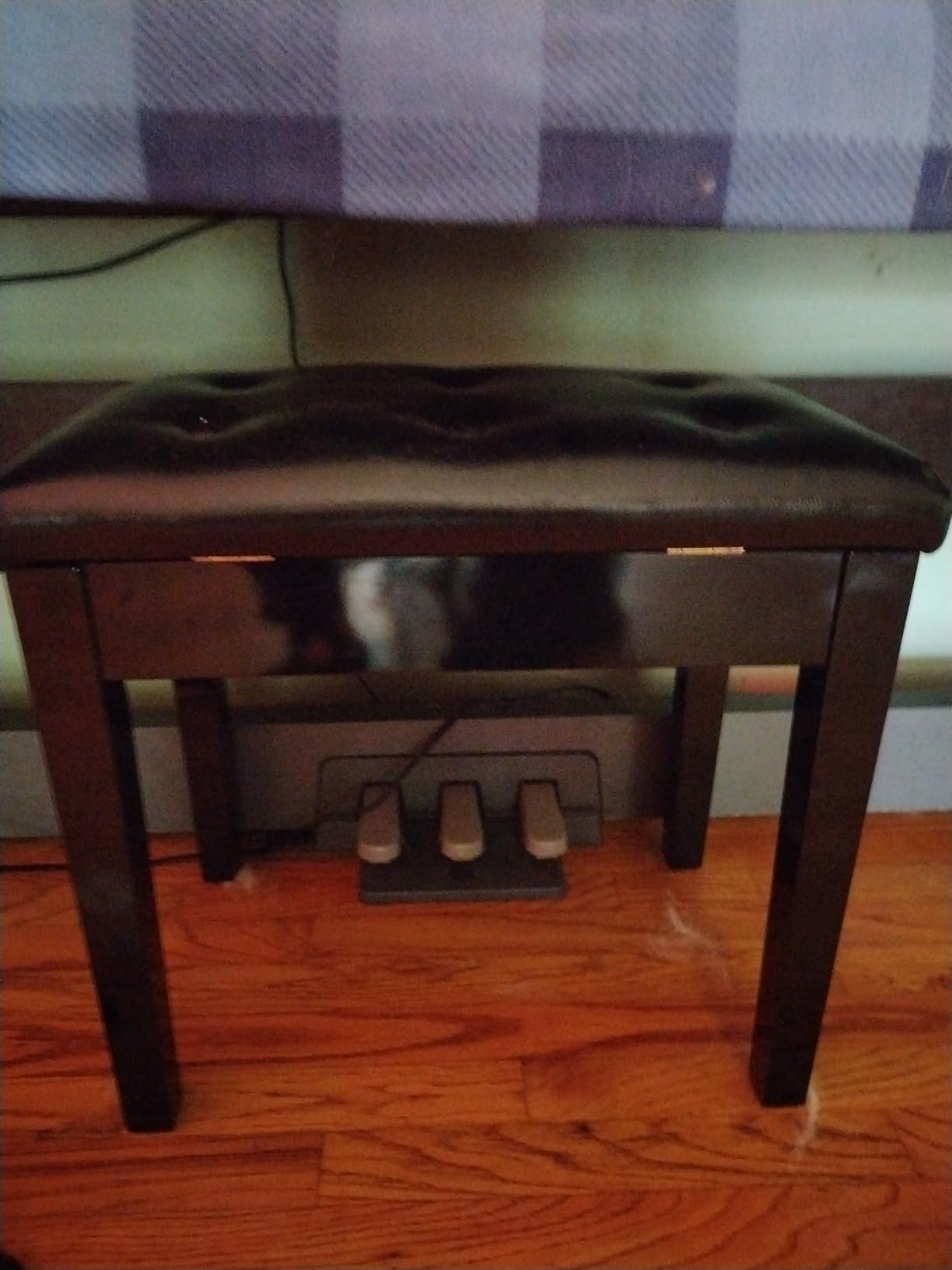 Bonnlo Adjustable Black Piano Bench with Storage Faux Leather Wooden Piano Stool with Padded Cushion customer photo 2