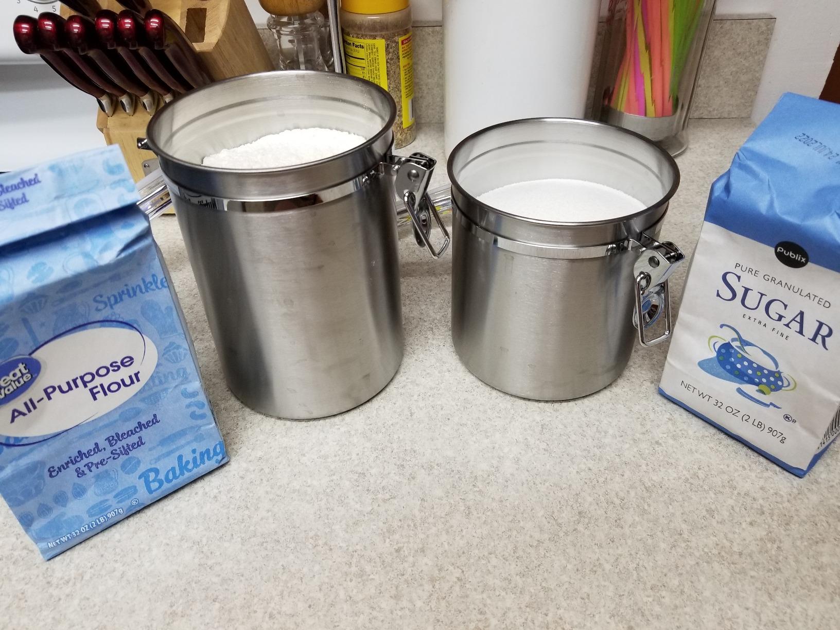 ENLOY 4-Piece Stainless Steel Airtight Food Storage Canister Set with Lid | Food-grade Stainless Steel Food Containers Set with Clear Lid for Sugar, Flour, Tea, Candy, Cookie, Spice, 28/32/38/65oz customer photo 1