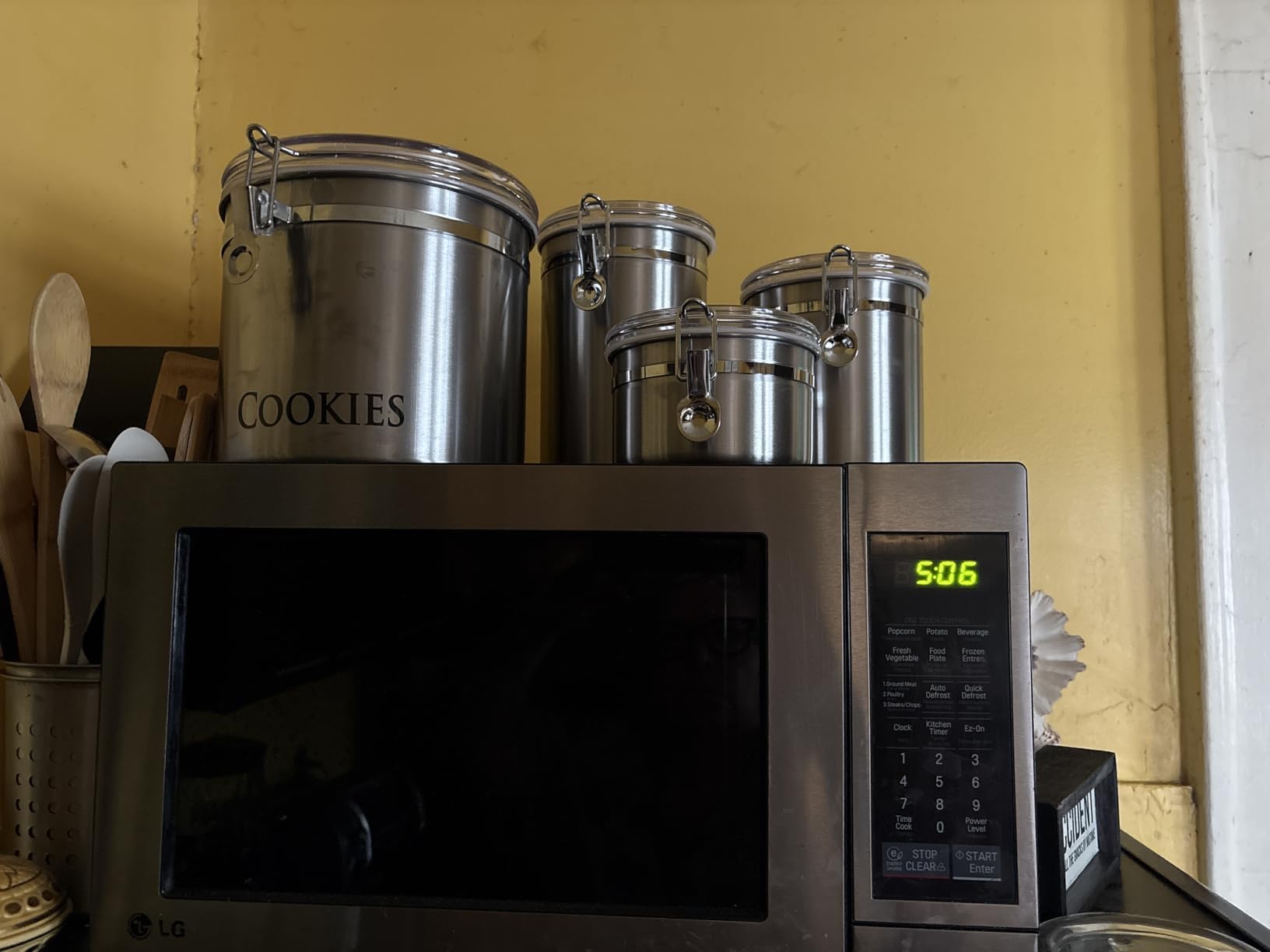 ENLOY 4-Piece Stainless Steel Airtight Food Storage Canister Set with Lid | Food-grade Stainless Steel Food Containers Set with Clear Lid for Sugar, Flour, Tea, Candy, Cookie, Spice, 28/32/38/65oz customer photo 2