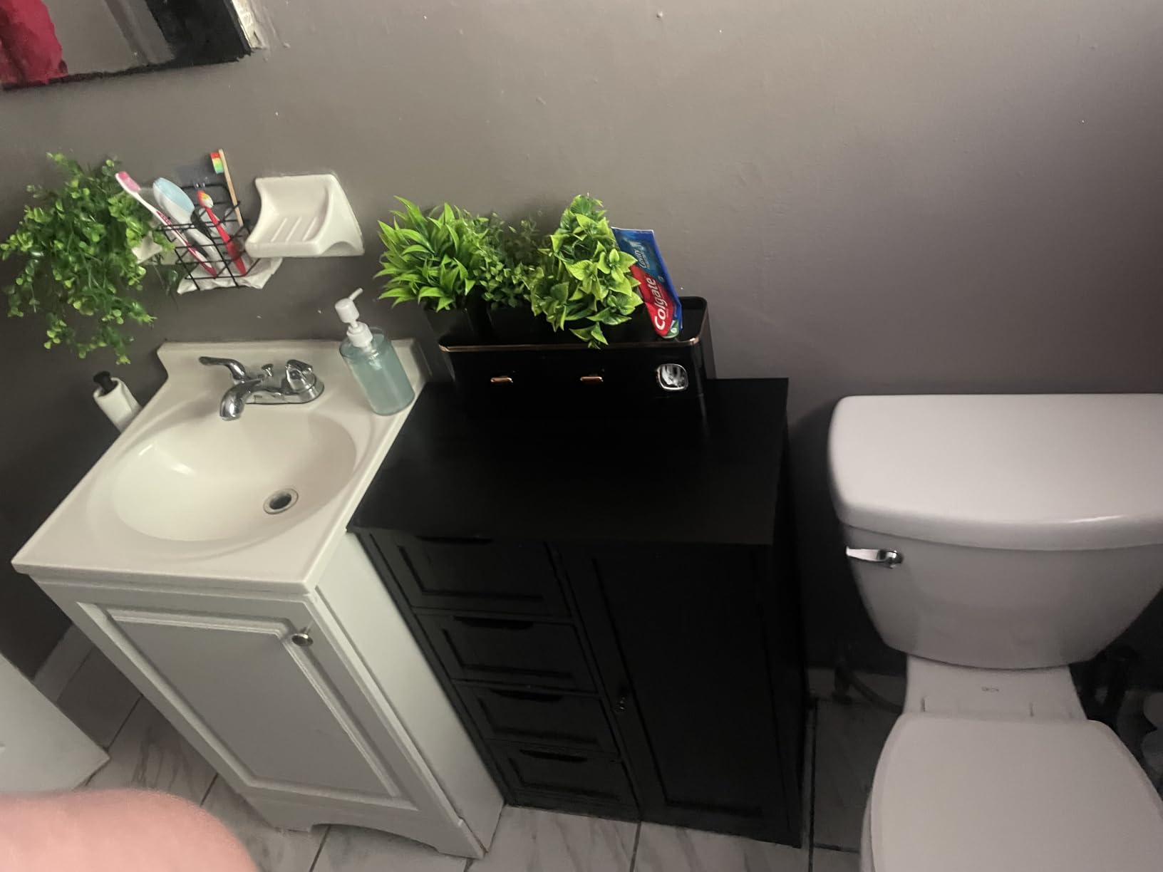 Yaheetech Small Bathroom Storage Cabinet with 4 Drawers & Door, White | Floor Cabinet Organizer for Hallway, Living Room, 3-Position Adjustable Shelf, Beadboard Detail, MDF, 12
