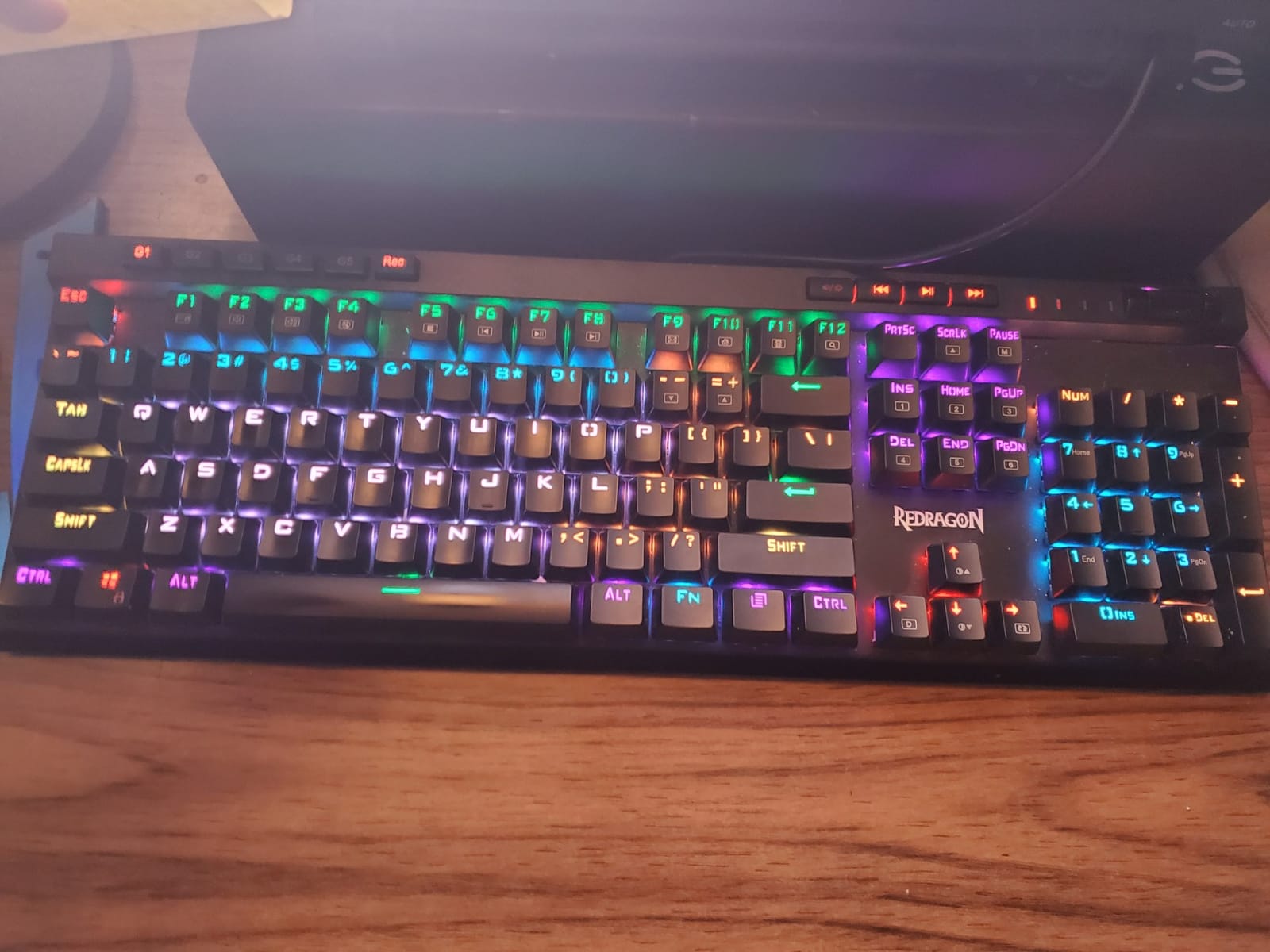 Redragon K580 Wired RGB Mechanical Gaming Keyboard, Macro Key & Media Wheel | 5 On-Board Keybinding Buttons for MMO MOBA Games, Dedicated Media Controls, Classic Tactile Blue Switch for Hype Typing Feel customer photo 1