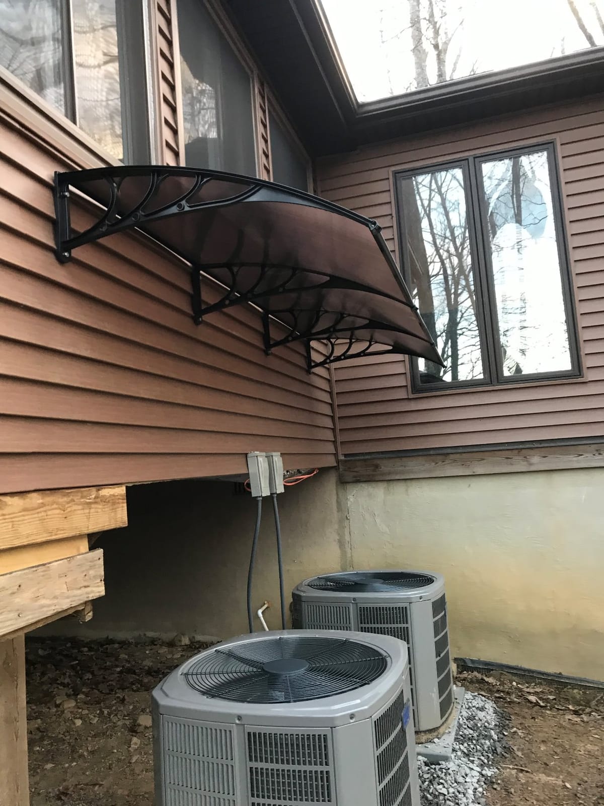 VIVOHOME Polycarbonate Window Door Awning Brown 38 Inch x 115 Inch | Awning Canopy Brown with Black Bracket customer photo 1