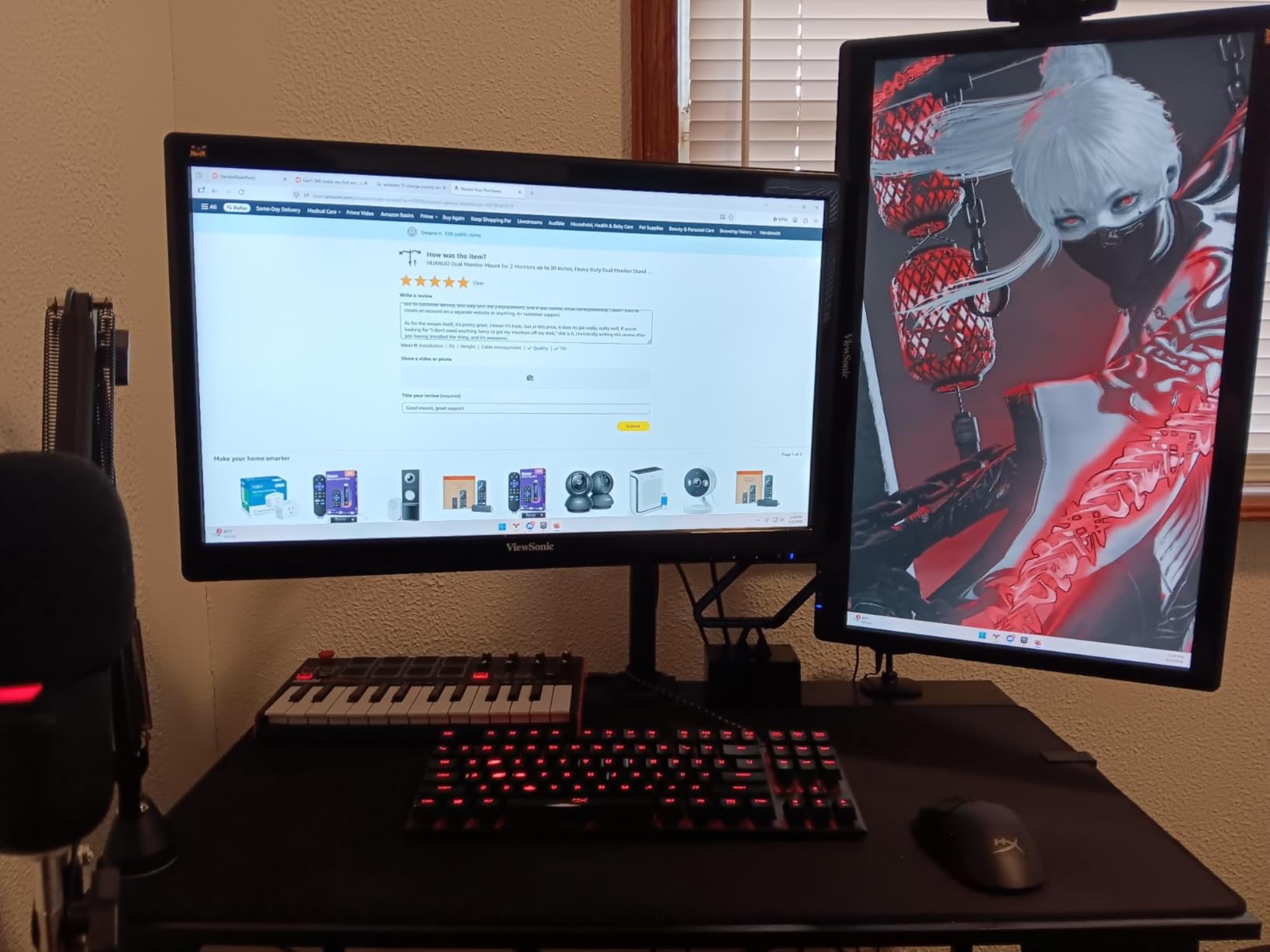 Dual Monitor Mount for 2 Monitors up to 32 inches, Heavy Duty Dual Monitor Stand Holds up to 17.6lbs, Dual Monitor Arm with Height Adjustable Tilt Swive Rotate, VESA Hole 75mm or 100mm customer photo 1