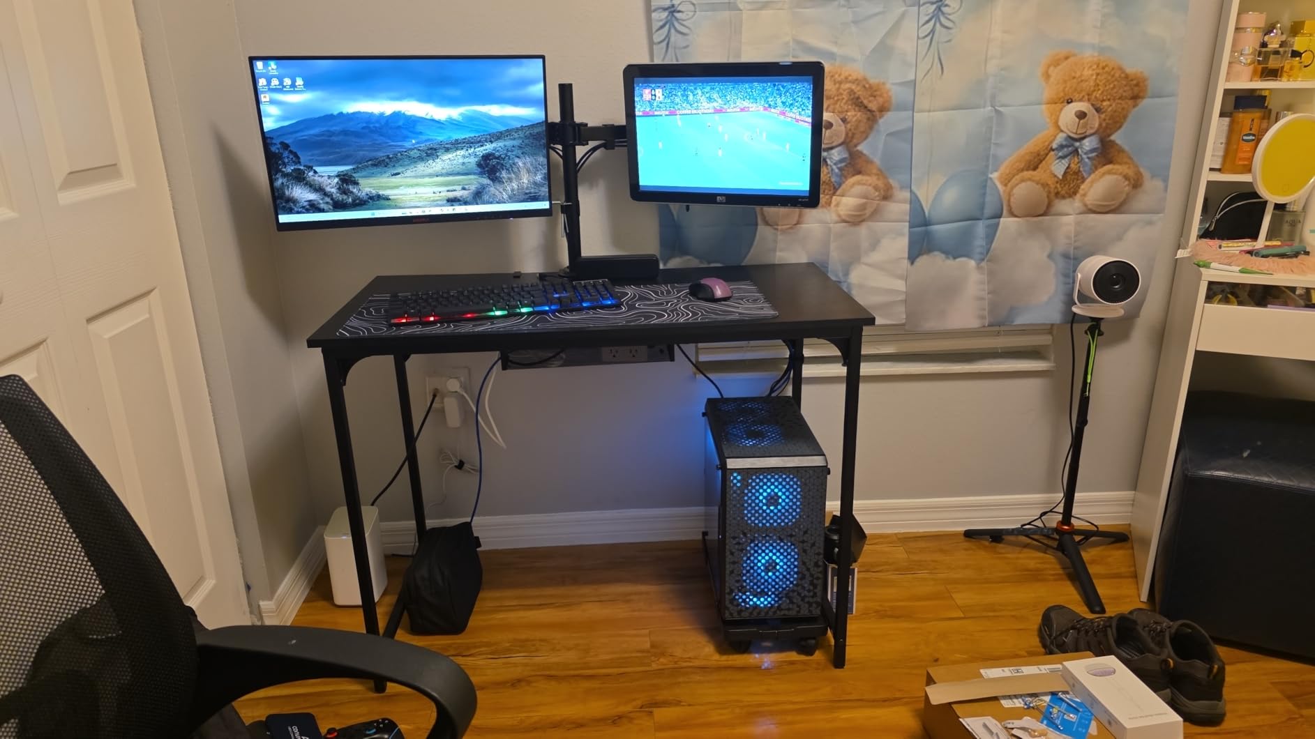 Dual Monitor Mount for 2 Monitors up to 32 inches, Heavy Duty Dual Monitor Stand Holds up to 17.6lbs, Dual Monitor Arm with Height Adjustable Tilt Swive Rotate, VESA Hole 75mm or 100mm customer photo 2