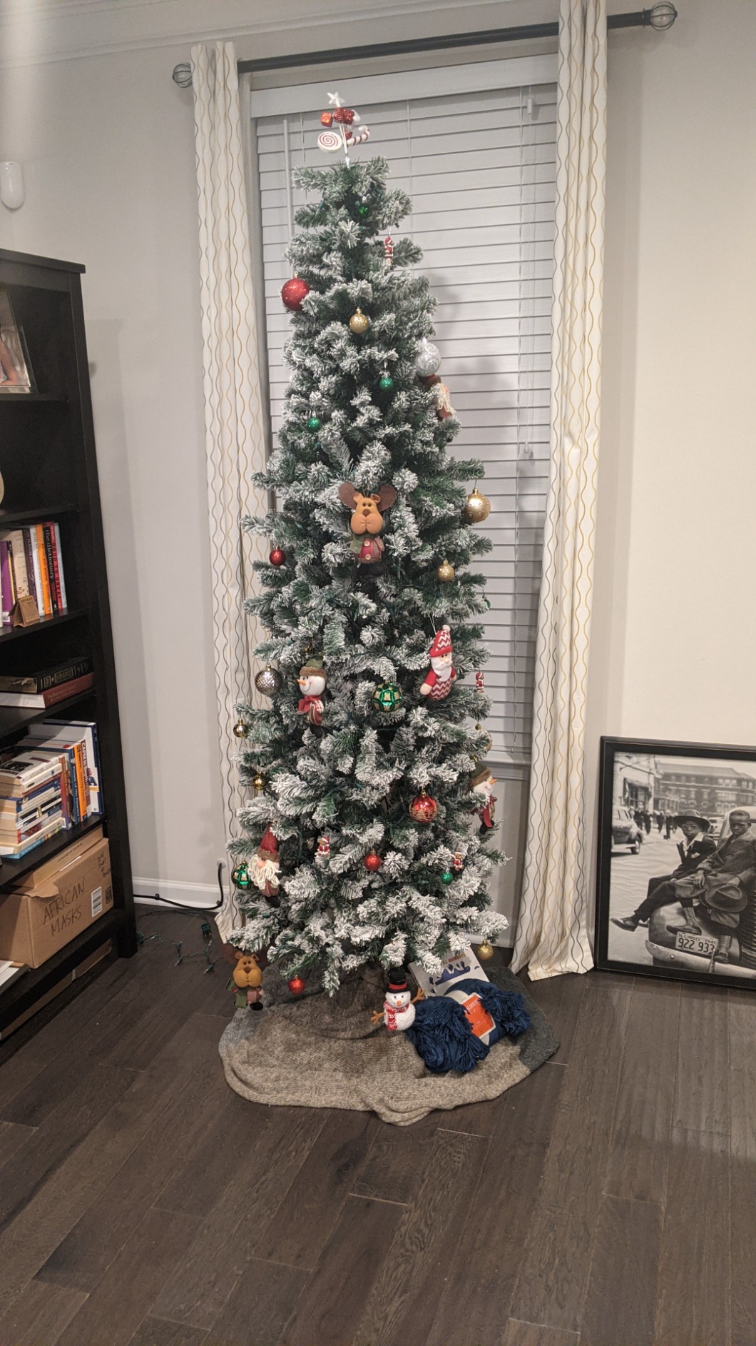 Best Choice Products Flocked Pencil Christmas Tree, Unlit Slim Artificial Holiday Decoration, 7.5ft Skinny Snowy Appearance w/Base customer photo 2