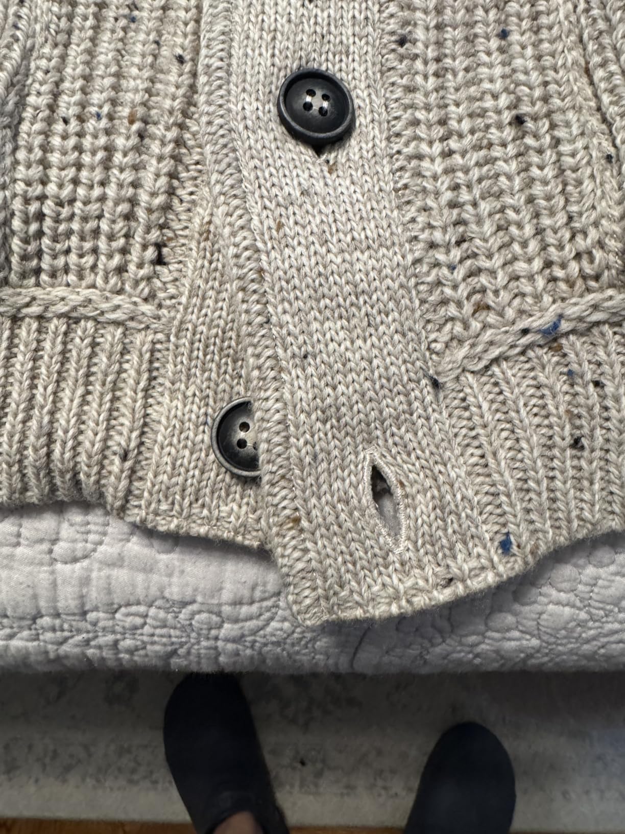 Aran Crafts Men's Irish Cable Knitted Ribbed Shawl Cardigan (100% Merino Wool) customer photo 1