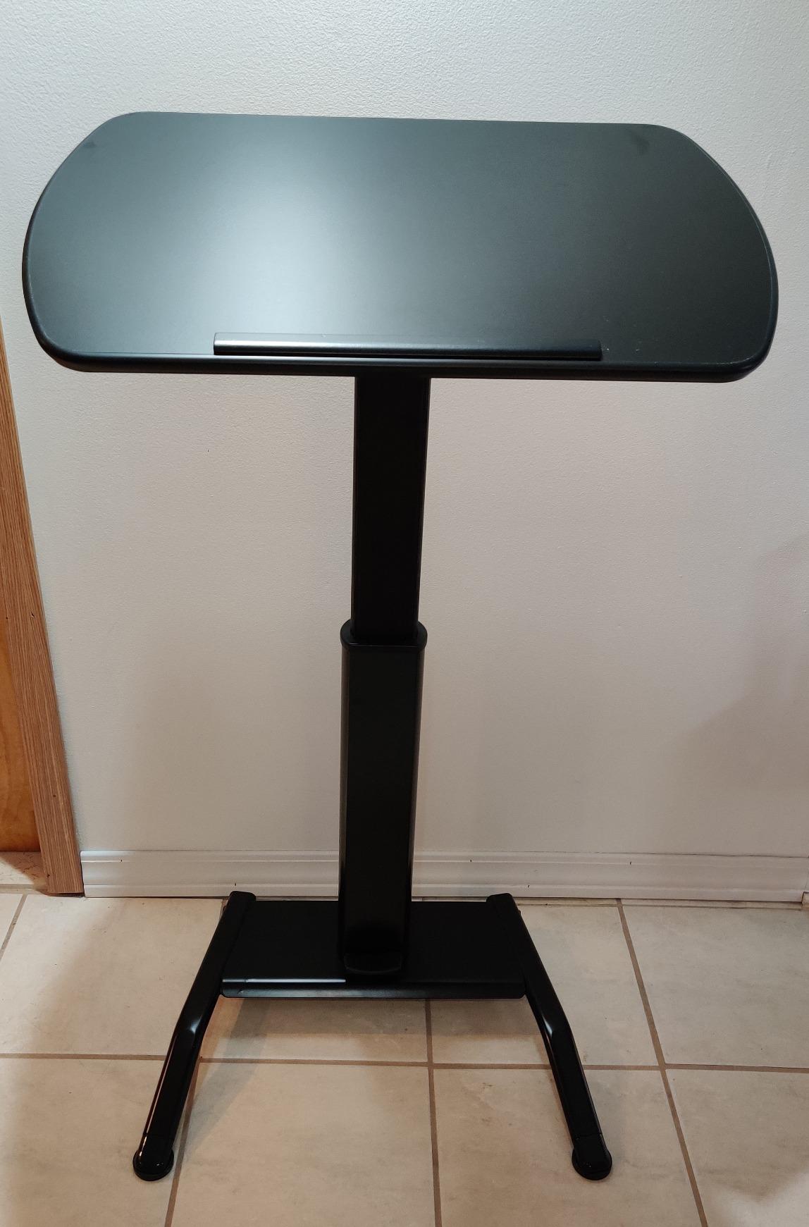 Stand Up Desk Store Pneumatic Adjustable Height Tilting Laptop Lectern Speakers Podium (Black, 25.5