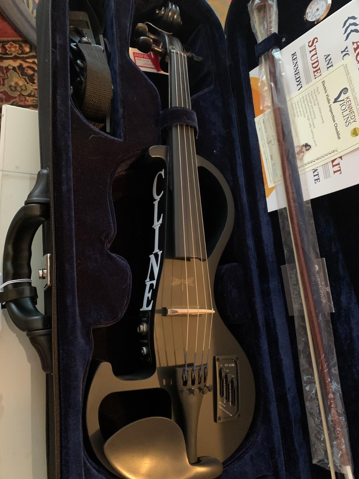 Electric Violin Bunnel Edge Outfit 4/4 Full Size (Clear) (BLACK) - Kennedy Violins customer photo 1