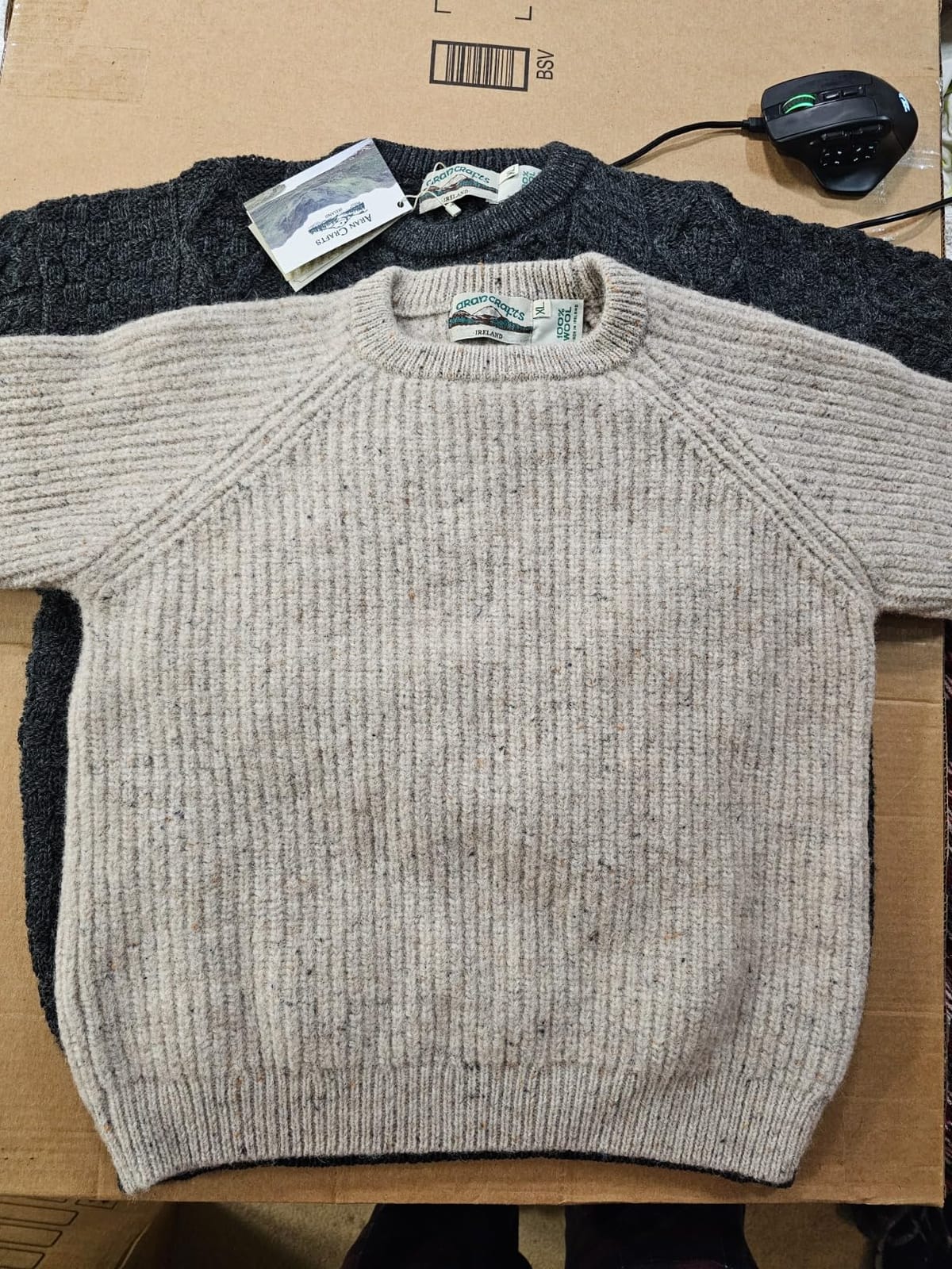 Aran Crafts Men's Fisherman Irish Rib Crew Neck Wool Sweater (100% Pure Wool) customer photo 2