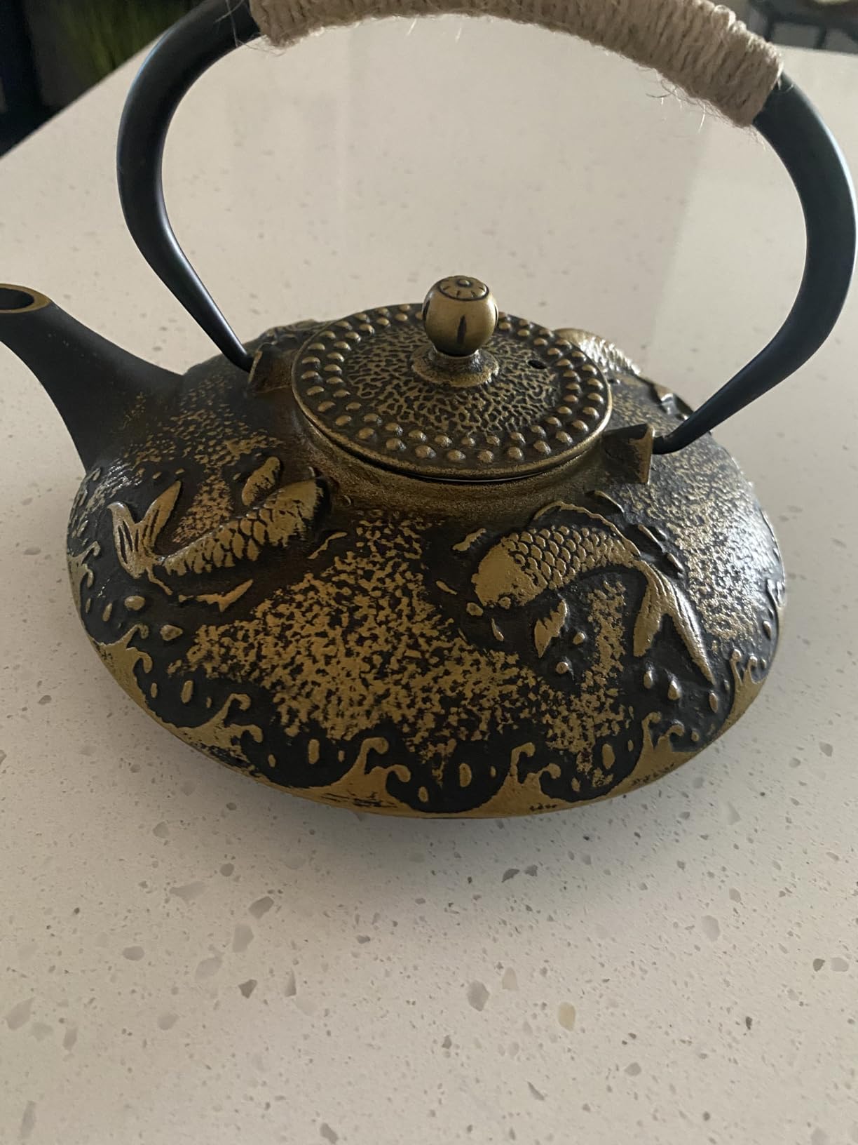 Ufine Blue Floral Cast Iron Teapot Set 28 oz Tea Kettle with 4 Cups, Trivet | Japanese Style Tetsubin for Stove Top with Stainless Steel Infuser for Loose Leaf Tea customer photo 1