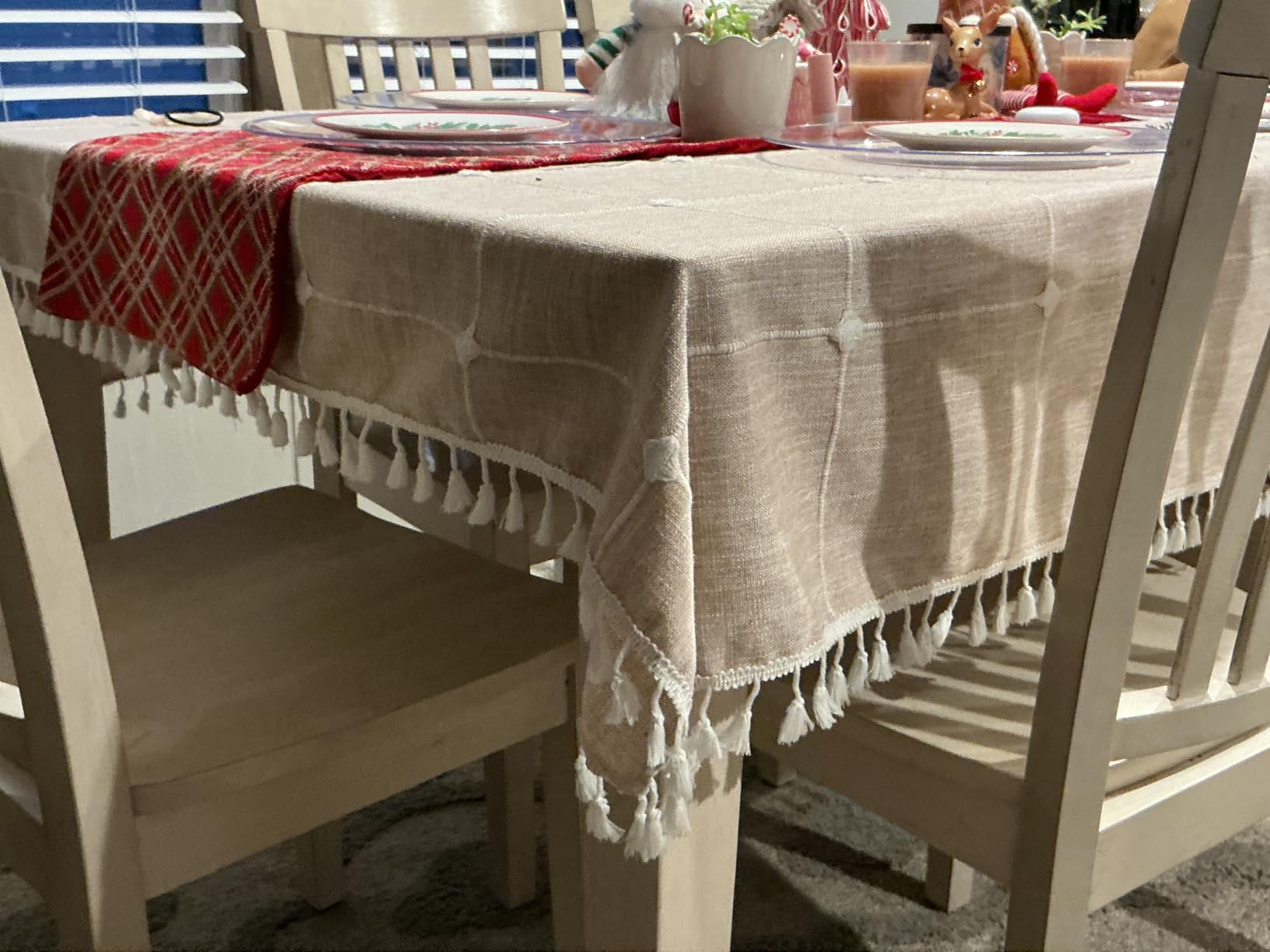 Deep Dream Tablecloths, 55 x 86 Inch Waterproof Table Cloth, Linens Wrinkle Free Anti-Fading, Rustic Table Cover Decoration for Kitchen Dinning Christmas (Rectangle/Oblong, 6-8 Seats, Light Coffee) customer photo 2