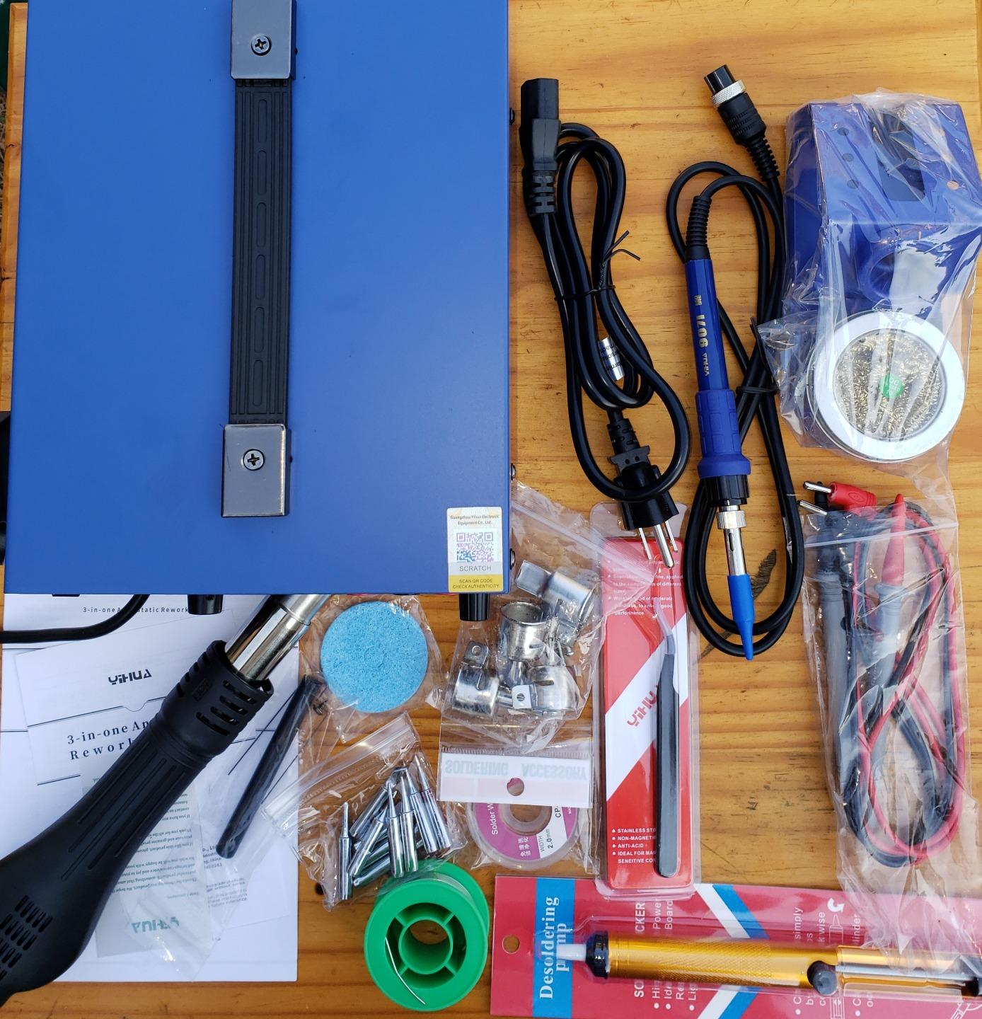 YIHUA 853D 2A USB SMD Hot Air Rework Soldering Iron Station, DC Power Supply 0-15V 0-2A with 5V USB Charging Port and 35 Volt DC Voltage Test Meter customer photo 2