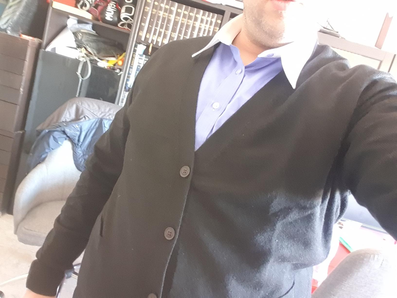 Kallspin Men's Cardigan Sweaters Wool Blend V Neck Button Down Sweaters with Pockets customer photo 1