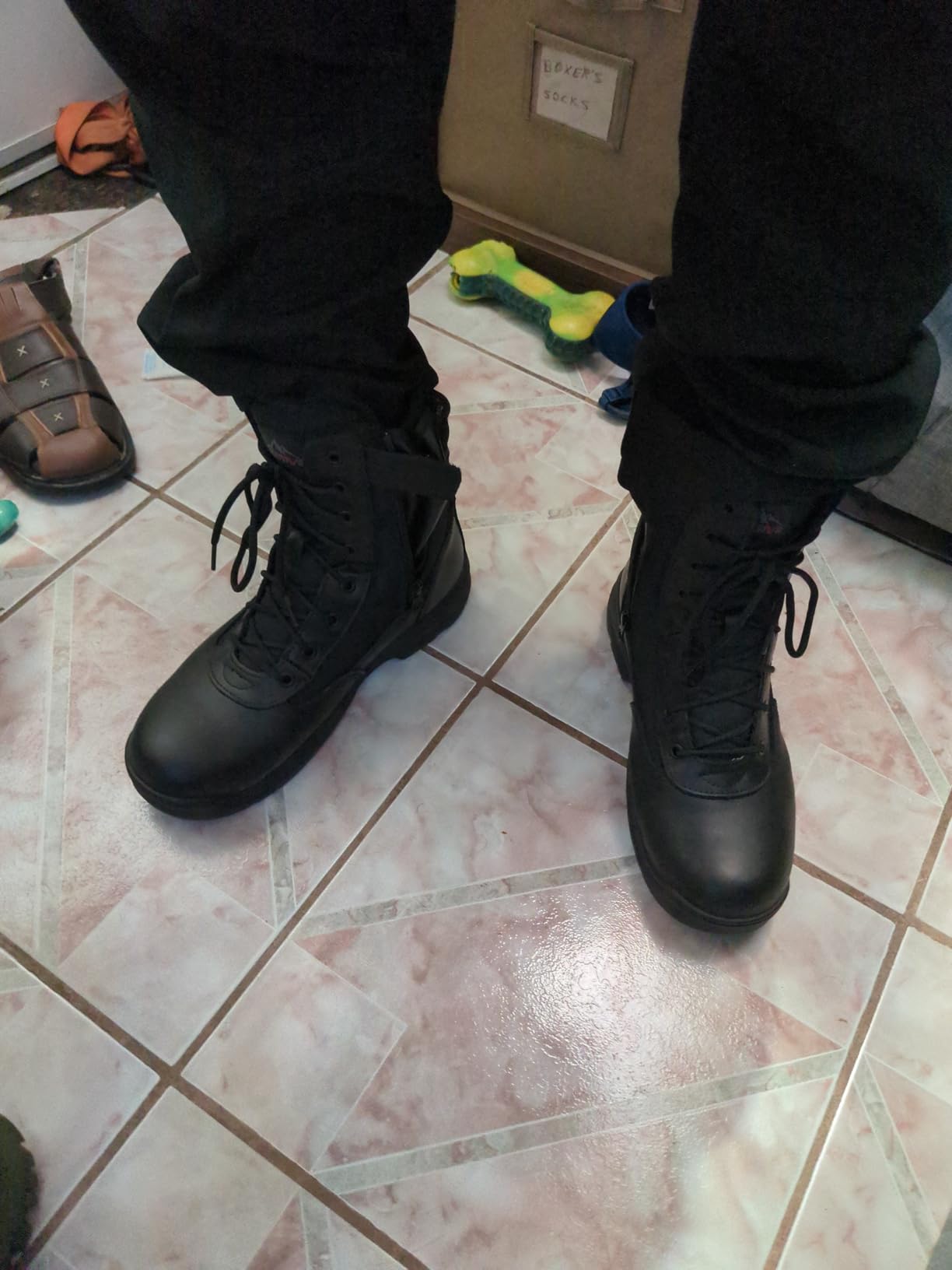 NORTIV 8 Men's Military Tactical Work Boots | Side Zipper Leather Motorcycle Combat Boots customer photo 1