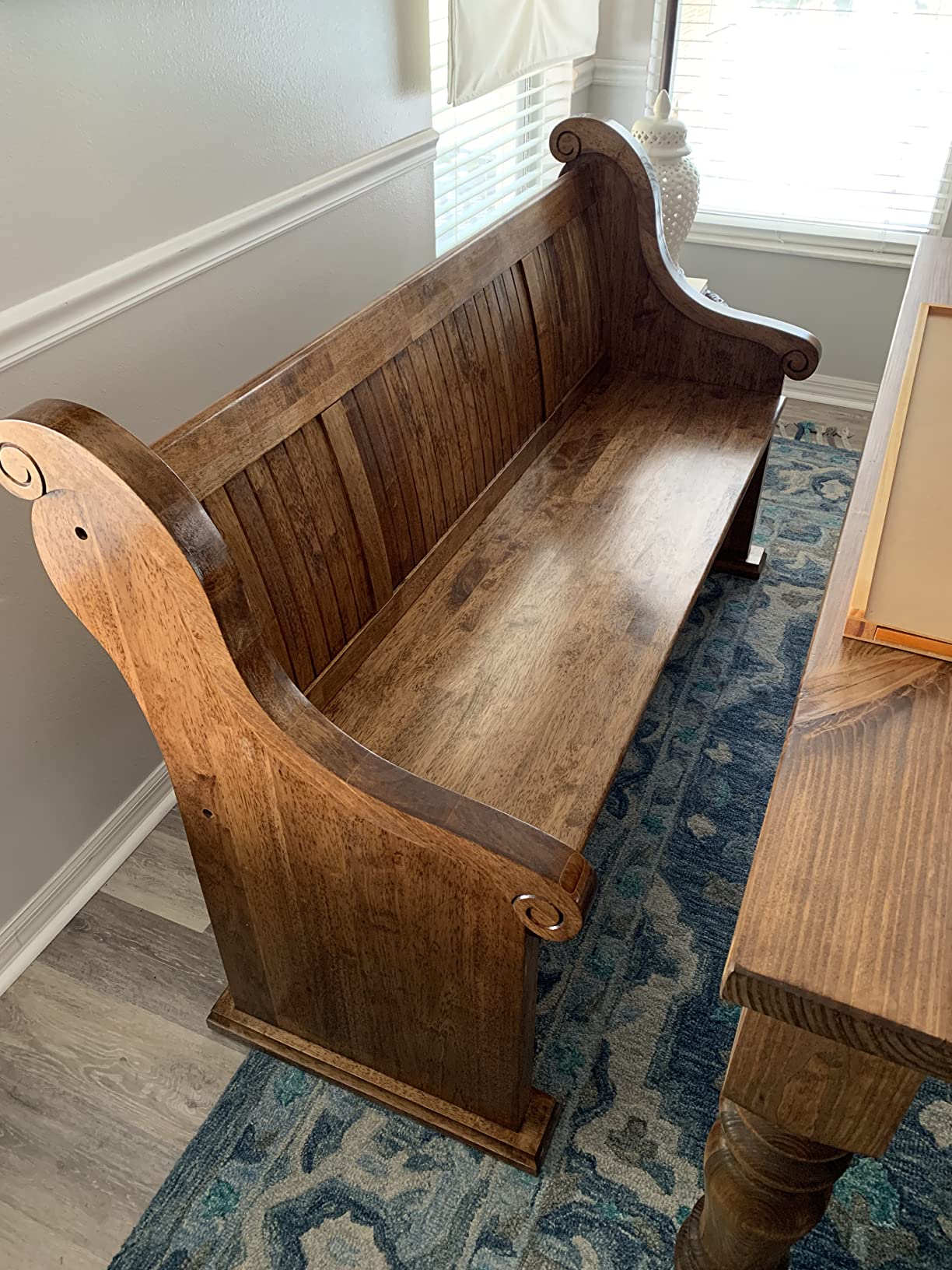 IC International Concepts, Sanctuary Bench, Solid Real Wood, Sturdy Parawood, Entryway/Dining/Living, Spacious Dimensions 58