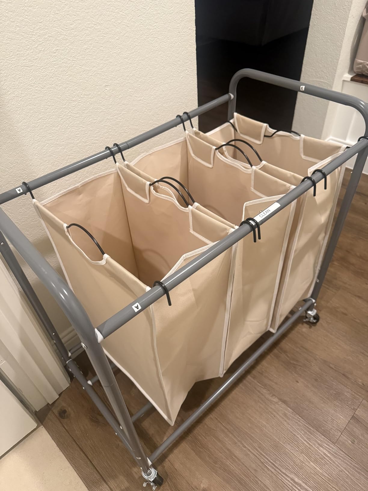 STORAGE MANIAC 3 Section Laundry Sorter, 35.6 Gal (135 L) Laundry Hamper Cart with Heavy Duty Rolling Lockable Wheels and Removable Bags, Clothes Organizer Basket Separator Hamper, Gray customer photo 1