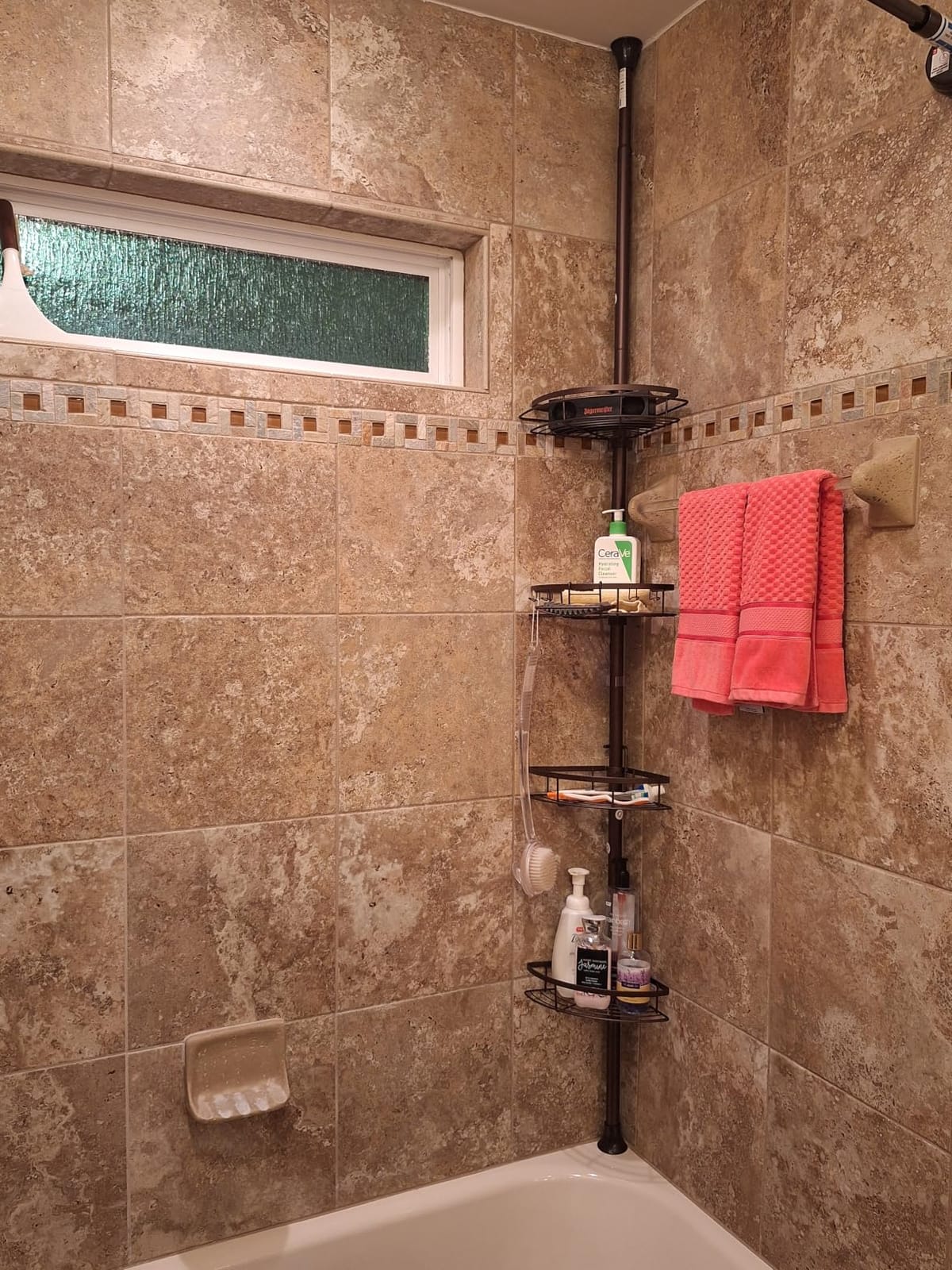 Rustproof Shower Corner Caddy Organizer for Bathroom, 4 Adjustable Shelves with Tension Pole, for Bathtub Shampoo Accessories Storage Holder, 34 to 116 Inch Height, Silver customer photo 2