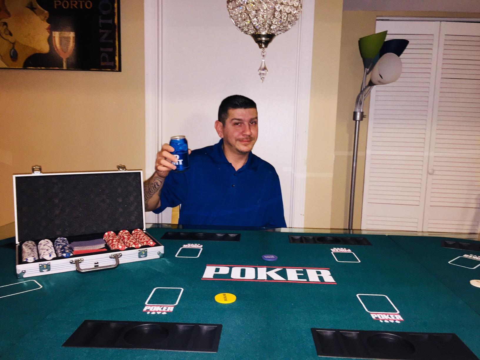 GIANTEX 79 x 36 Inch Poker Table Top, Foldable 8 Player Texas Holden Poker Table Topper w/Carry Bag, Cup Holders, Chip Trays, Portable Anti-Slip Blackjack Card Board Poker Mat Layout for Casino customer photo 2