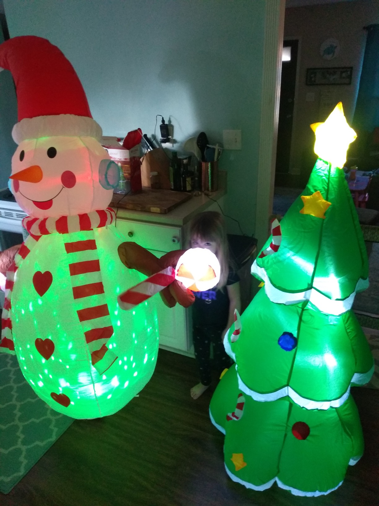 GOOSH 5 FT Christmas Inflatables Tree Outdoor Decorations Blow Up Tree Yard Decoration with Built-in LEDs for Xmas Holiday Party Indoor Garden Lawn Decor customer photo 2