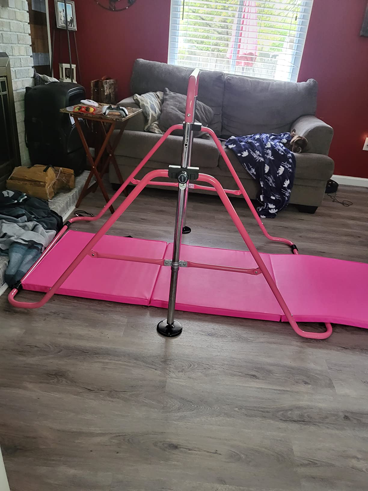 WATBKHE Kids Gymnastics Bar Gymnastic Equipment for Home Adjustable Height Gymnastic Training Bar Gymnastic Stuff for 3-7 Years Old Girls customer photo 1