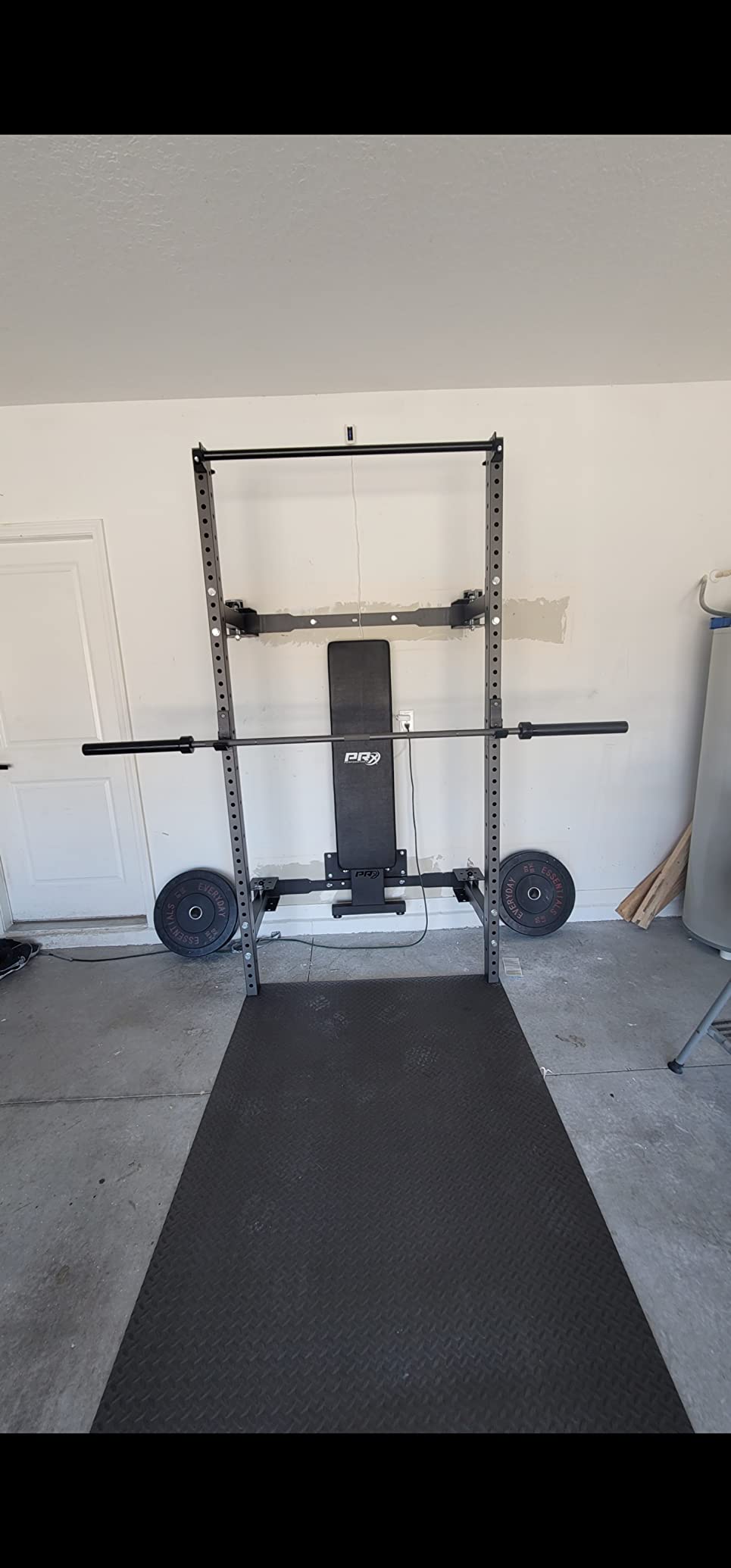 PRx Performance Wall Mounted Folding Power Squat Rack - Heavy Duty Adjustable Pull Up Bar, Space Saving Home Gym Equipment with Durable J-Cups, Ideal for Weight Lifting and Strength Training - Black customer photo 1