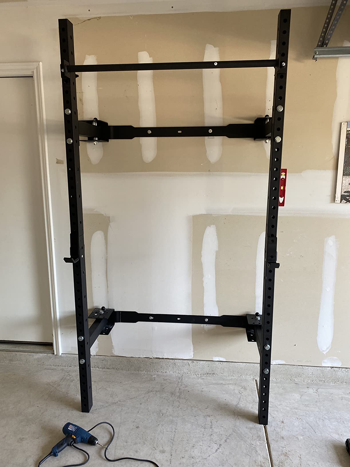 PRx Performance Wall Mounted Folding Power Squat Rack - Heavy Duty Adjustable Pull Up Bar, Space Saving Home Gym Equipment with Durable J-Cups, Ideal for Weight Lifting and Strength Training - Black customer photo 2