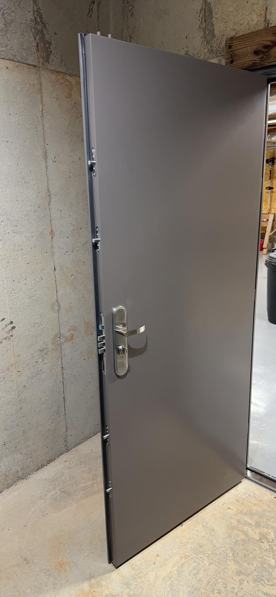 VIZ-PRO Quick Mount Steel Security Door with Frame and Hardware, Gray Right Side-Hinged Inward, 39 9/16