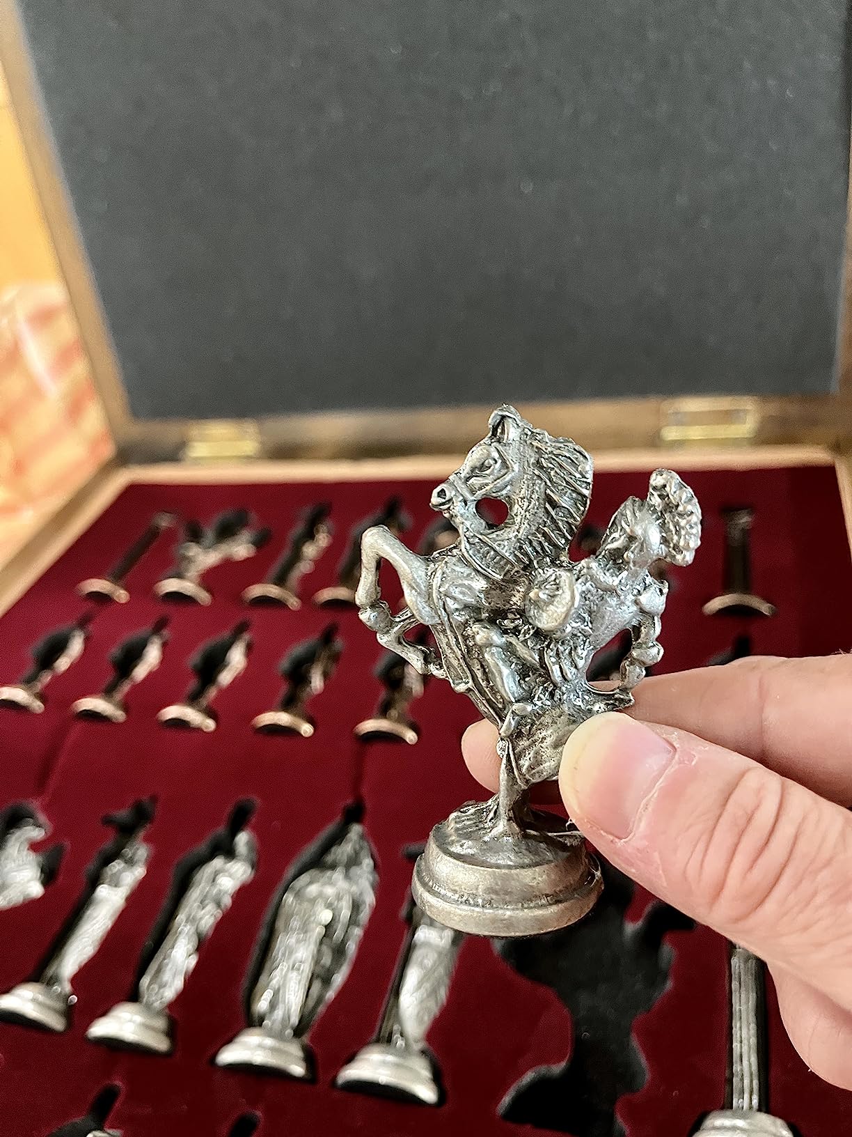 Medieval British Army Antique Copper Metal Chess Set for Adults, Handmade Pieces and Natural Solid Wooden Chess Board with Storage Inside King 3.35inc customer photo 2