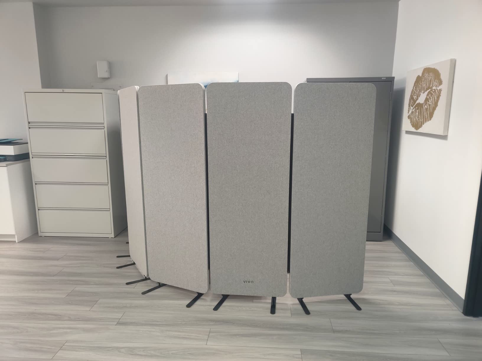 VIVO Freestanding 72 x 66 inch Privacy Panel, Cubicle Divider, Acoustic Wall Partition, x3 24 inch Panels, Gray, PP-3-T072G customer photo 2