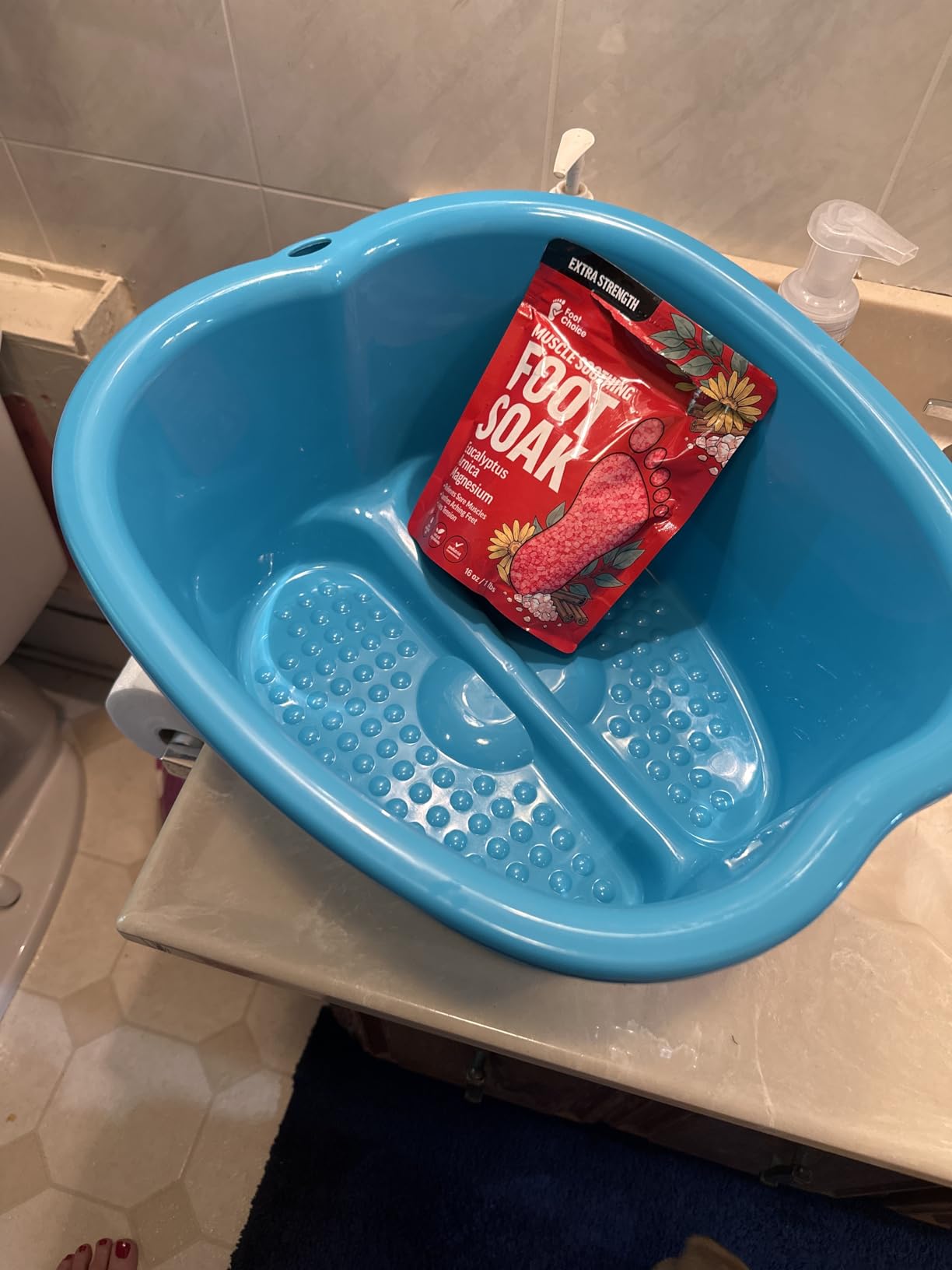 AllSett Health Foot Soaking Bath Basin - Large Size for Soaking Feet | Pedicure and Massager Tub for at Home Spa Treatment | Callus, Fungus, Dead Skin Remover, Blue customer photo 1