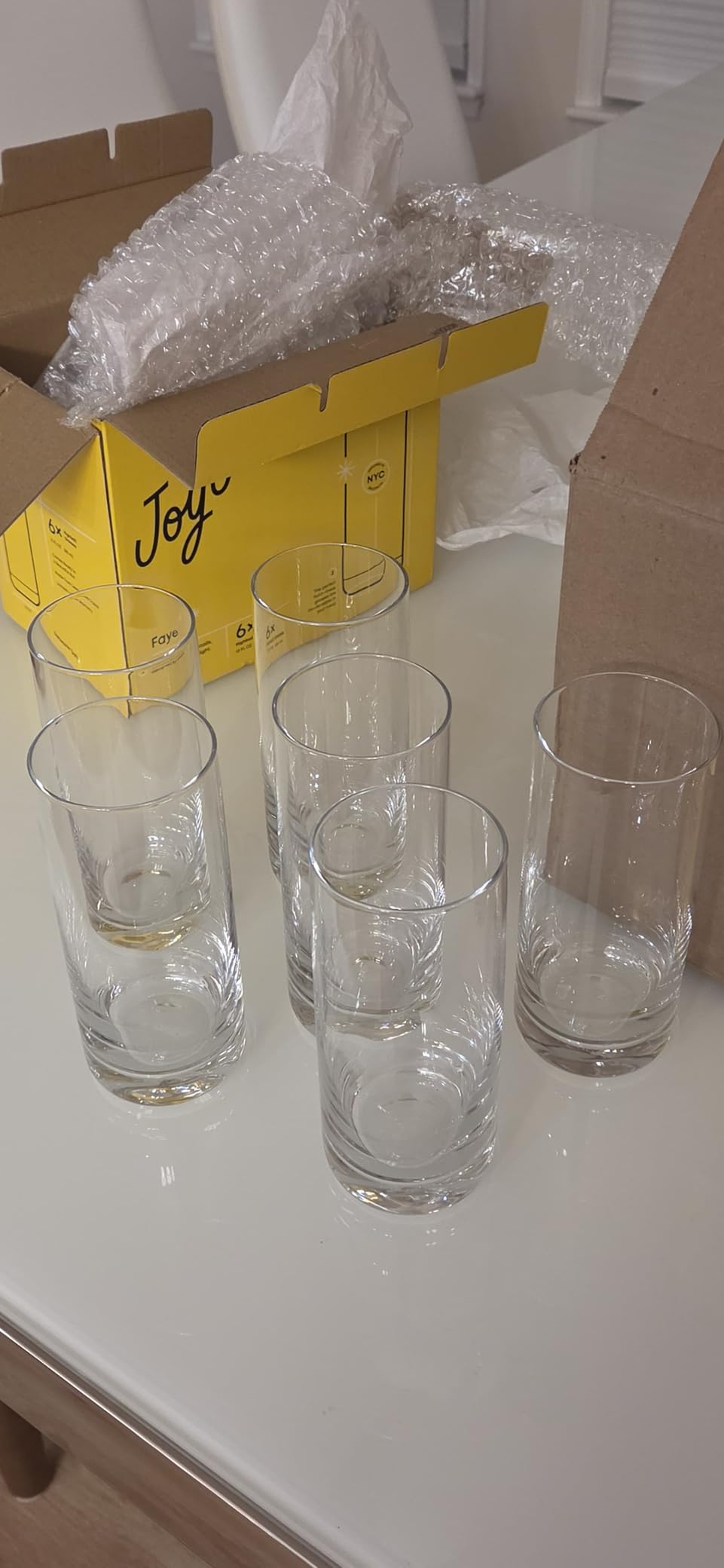 JoyJolt Faye 13oz Highball Glasses, 6pc Tall Glass Sets. Lead-Free Crystal Drinking Glasses. Water Glasses, Mojito Glass Cups, Tom Collins Bar Glassware, and Mixed Drink Cocktail Glass Set customer photo 2