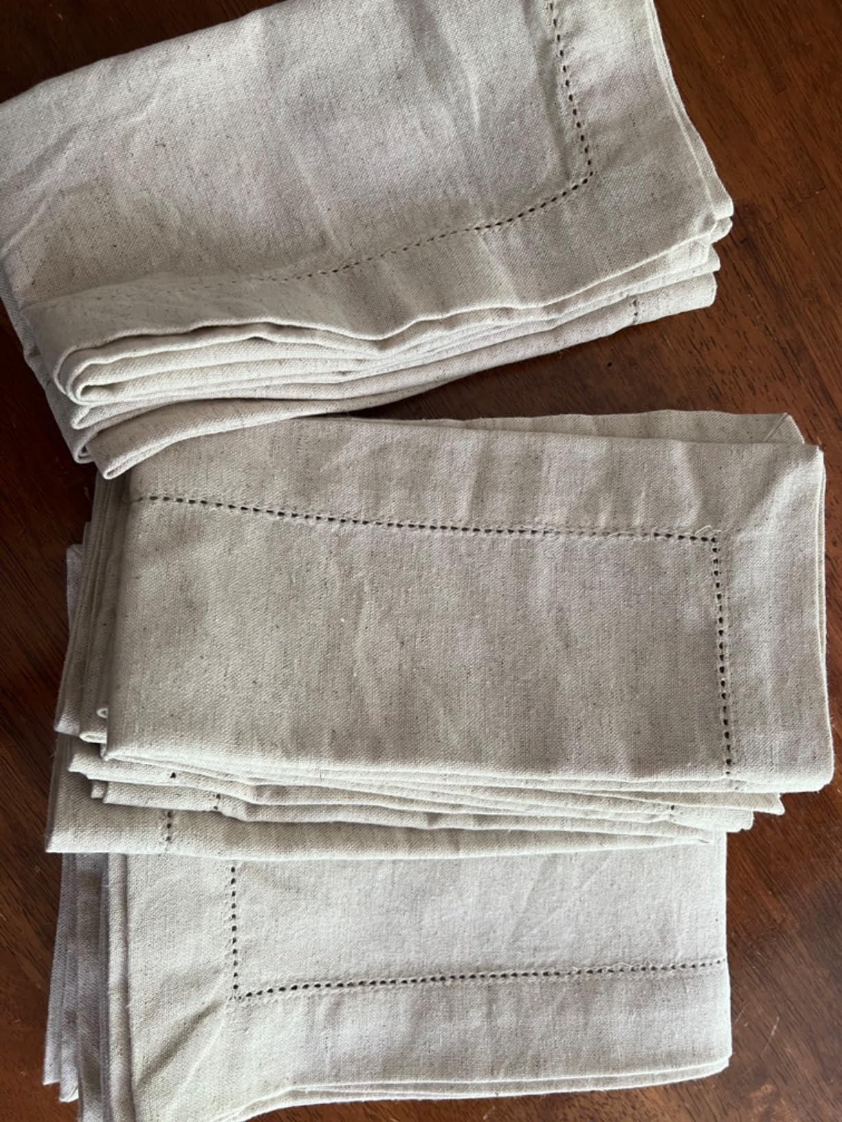Bedding Craft Linen Flax Cotton Cloth Dinner Napkins Set of 12 - 18x18 Natural Fabric with hemstitched Mitered Corners customer photo 1