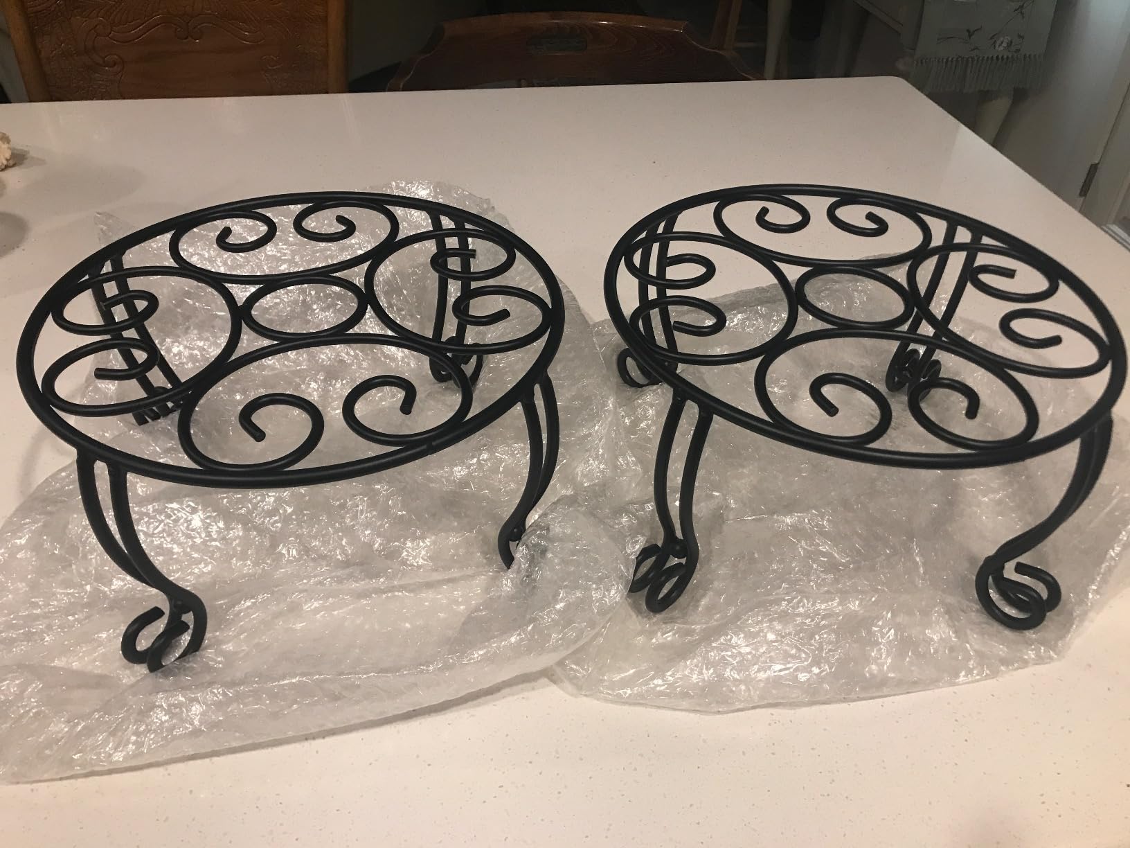TREEZITEK 2 Pack Heavy Duty Iron Plant Stand, 11.8'' Diameter, 6'' Tall, Black, Powder Coated, Round, Sturdy & Stable, Indoor/Outdoor, No Assembly Required customer photo 2