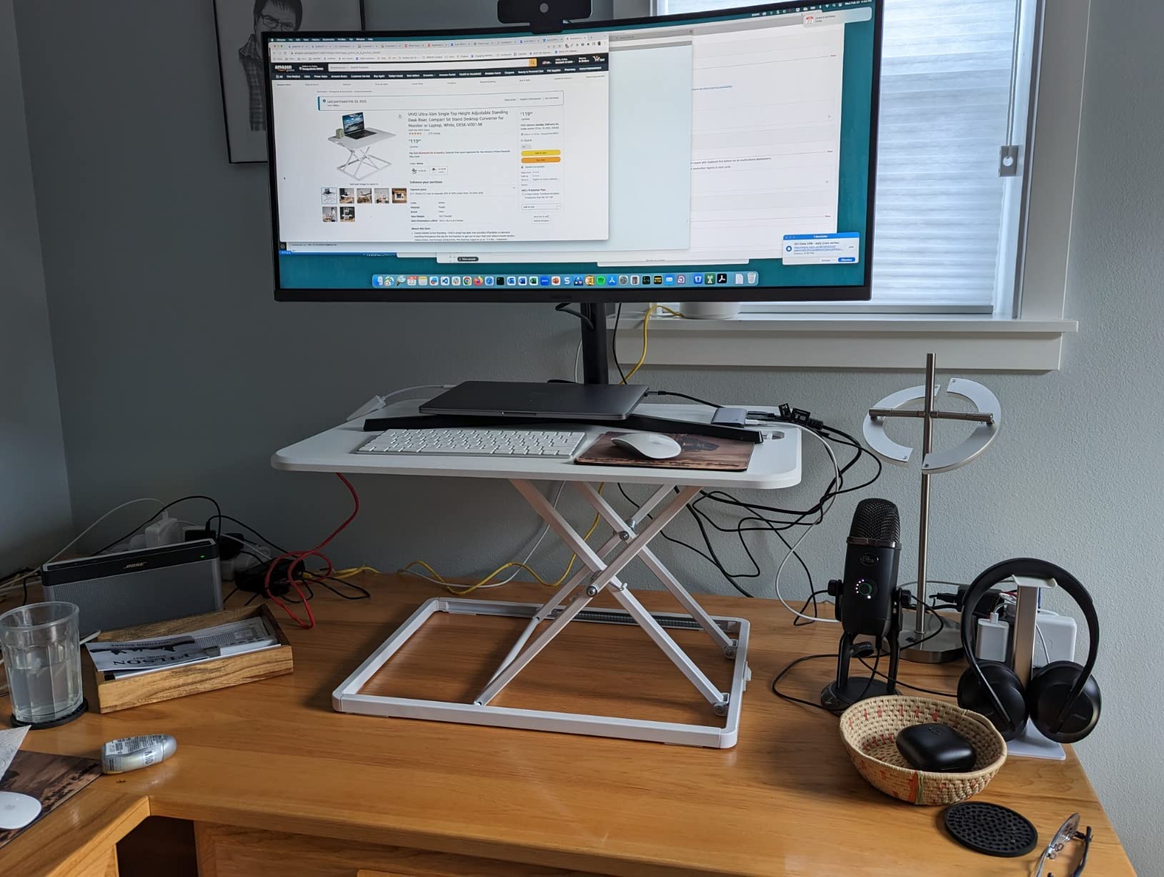 VIVO Ultra-Slim Single Top Height Adjustable Standing Desk Riser, Compact Sit Stand Desktop Converter for Monitor or Laptop, Black, DESK-V001J customer photo 2