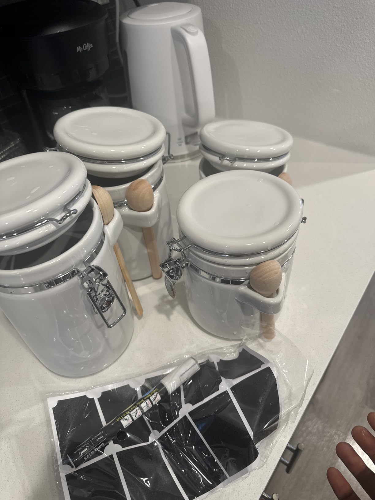 Home Intuition Ceramic Kitchen Canisters Set of 4 with Wooden Spoon Set - Airtight Containers, Metal Latches for Utmost Freshness - Sugar, Coffee, Flour, Tea & More | Rust customer photo 2