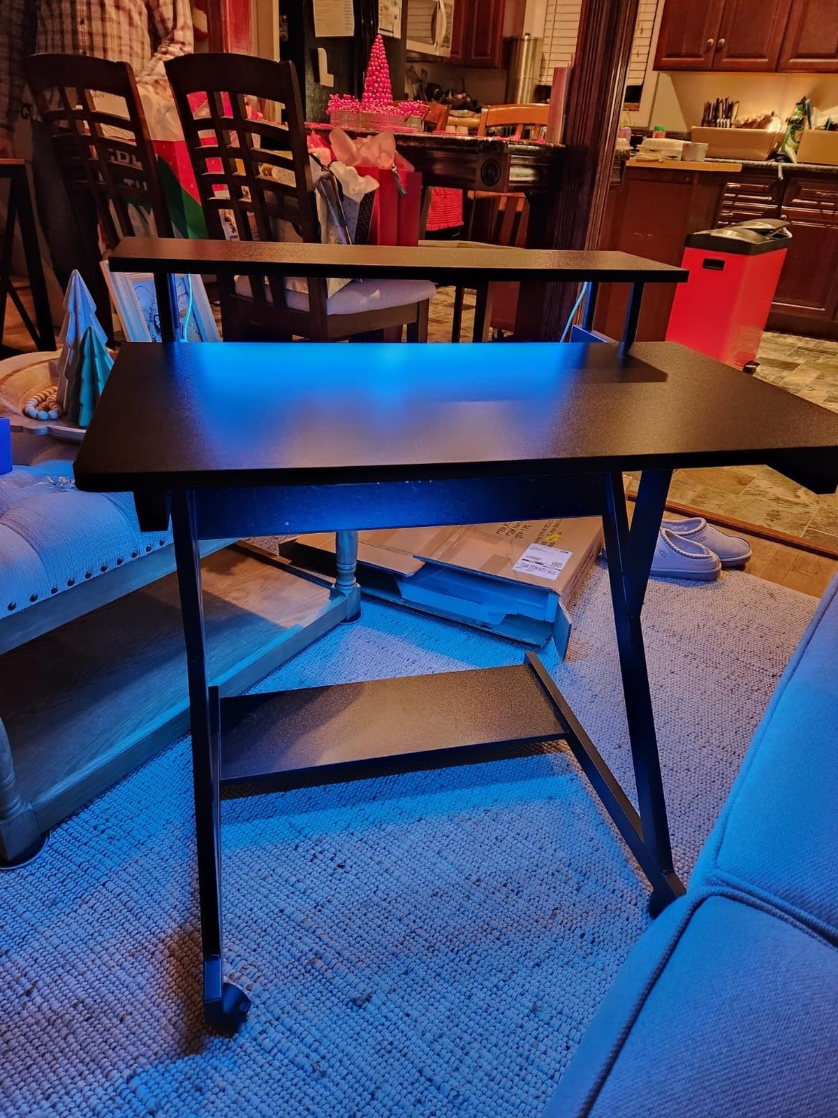 Dripex Computer Desk for Small Spaces, 27.5 inch Small Computer Desk, 3 Tier Compact Desk with Monitor Shelf and Bottom Storage Shelves, Space Saving Desk, Black customer photo 1