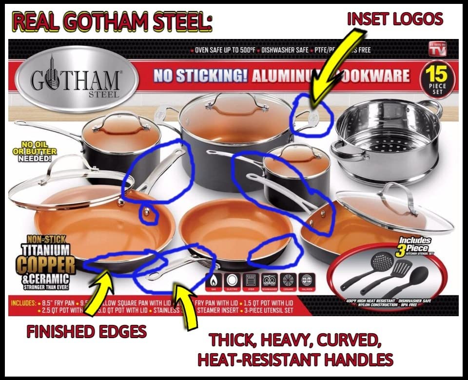 GOTHAM STEEL 12 Pc Ceramic Cookware Set, Diamond & Titanium Reinforced customer photo 2