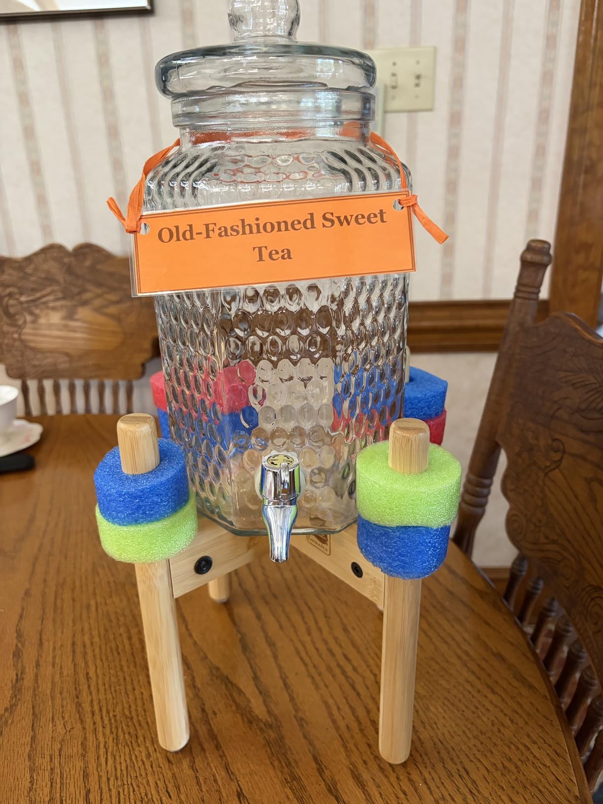 ZPirates Drink Dispenser Stand - Adjustable, Medium | Fits Small-to-Mid-Large Compatible Dispensers, Stable, Anti-Wobble Lock, Never Sag or Bend, Bamboo customer photo 2