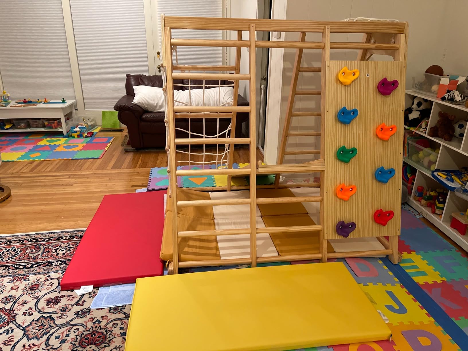 Avenlur Magnolia 7-in-1 Indoor Jungle Gym for Kids, Large, Natural | Wooden Montessori play gym, indoor playground ages 2-6, FSC pine, slide, swing, monkey bars, rock wall, 57.3 x 47.9 x 56.2 in customer photo 1