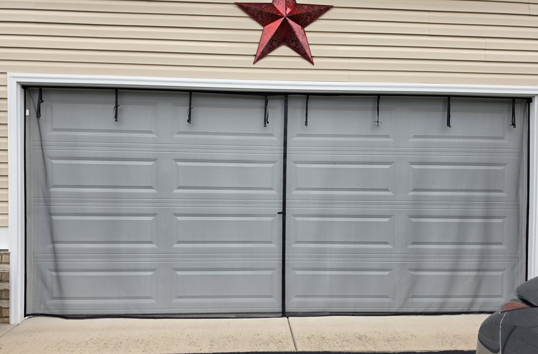 FEGO Garage Door Screen 16x7FT, Magnetic Screen Door with Retractable Fiberglass Mesh and Heavy Duty Weighted Bottom, Easy Assembly&Pass, Hands Free w/ 40 Magnets for 2 Car Garage/Patio/Small Shop customer photo 2