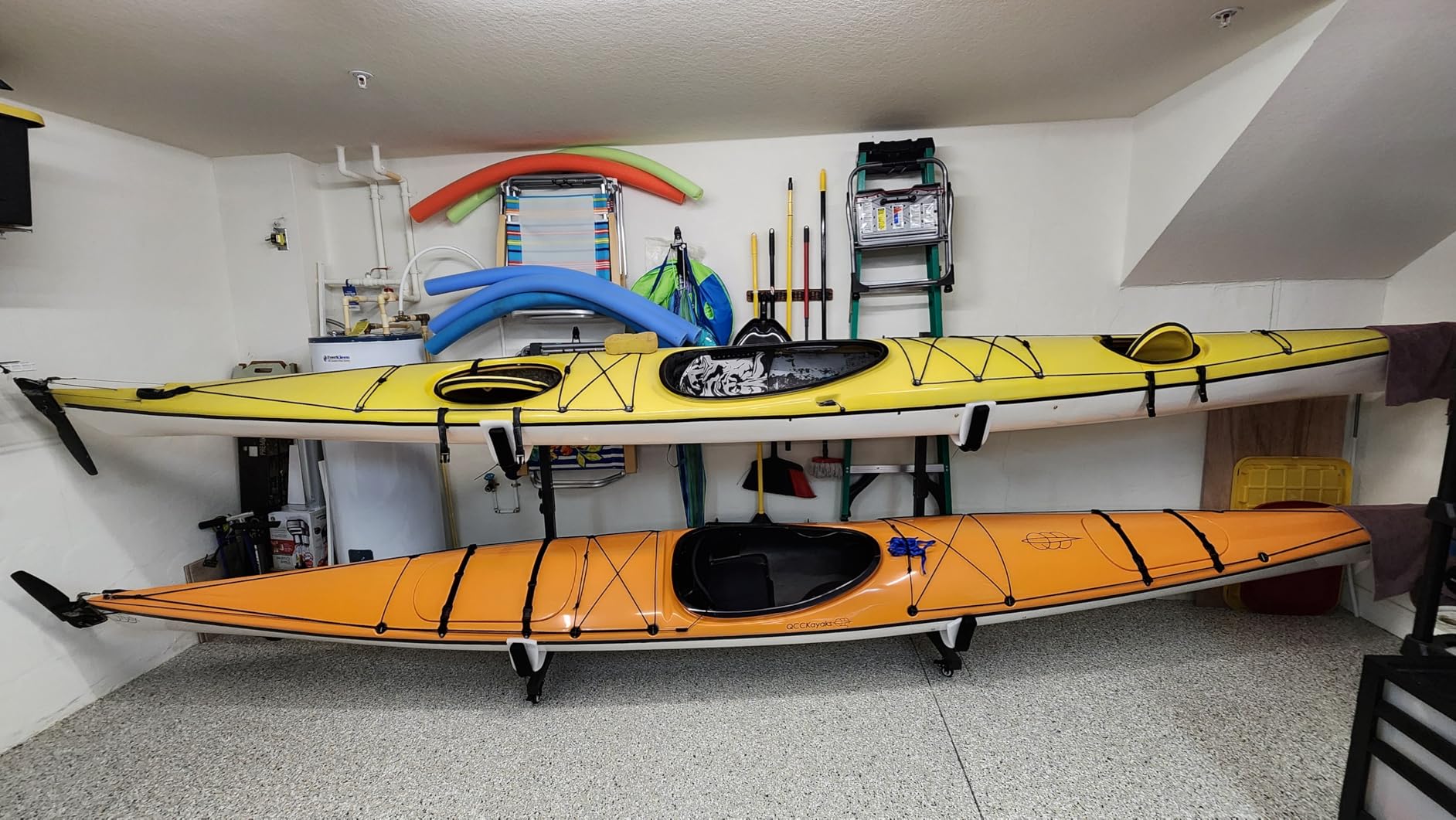Bonnlo Kayak Stand Freestanding Storage Rack for Kayak Canoe Boat Paddle Board SUP Surfboard for Indoor Outdoor Garage, Shed, Dock with Lockable Wheels Wide Adjustable customer photo 1