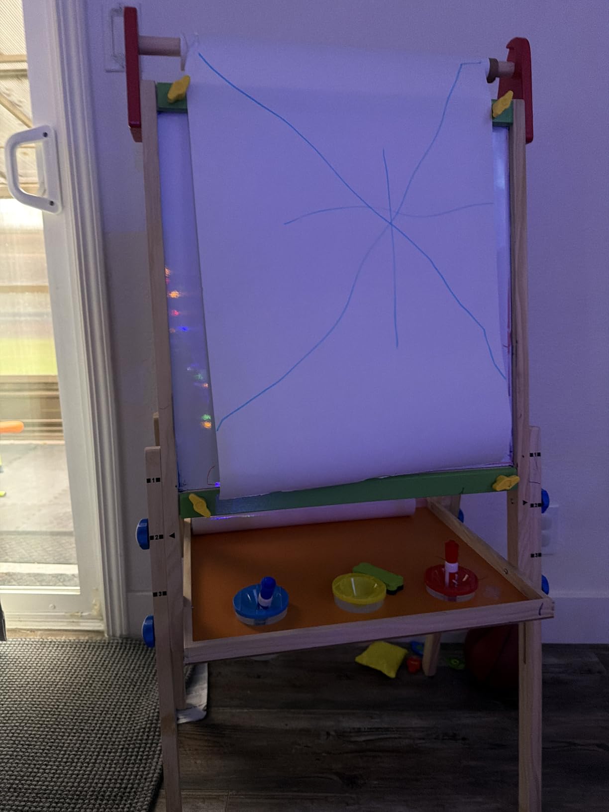Tiny Land Wooden Easel for Kids, Art Easel with Chalkboard & Whiteboard | Sturdy solid pine frame, 2 drawing paper rolls, Double-sided board, 3 adjustable heights, Art Learning Toy for Ages 3-12 customer photo 1