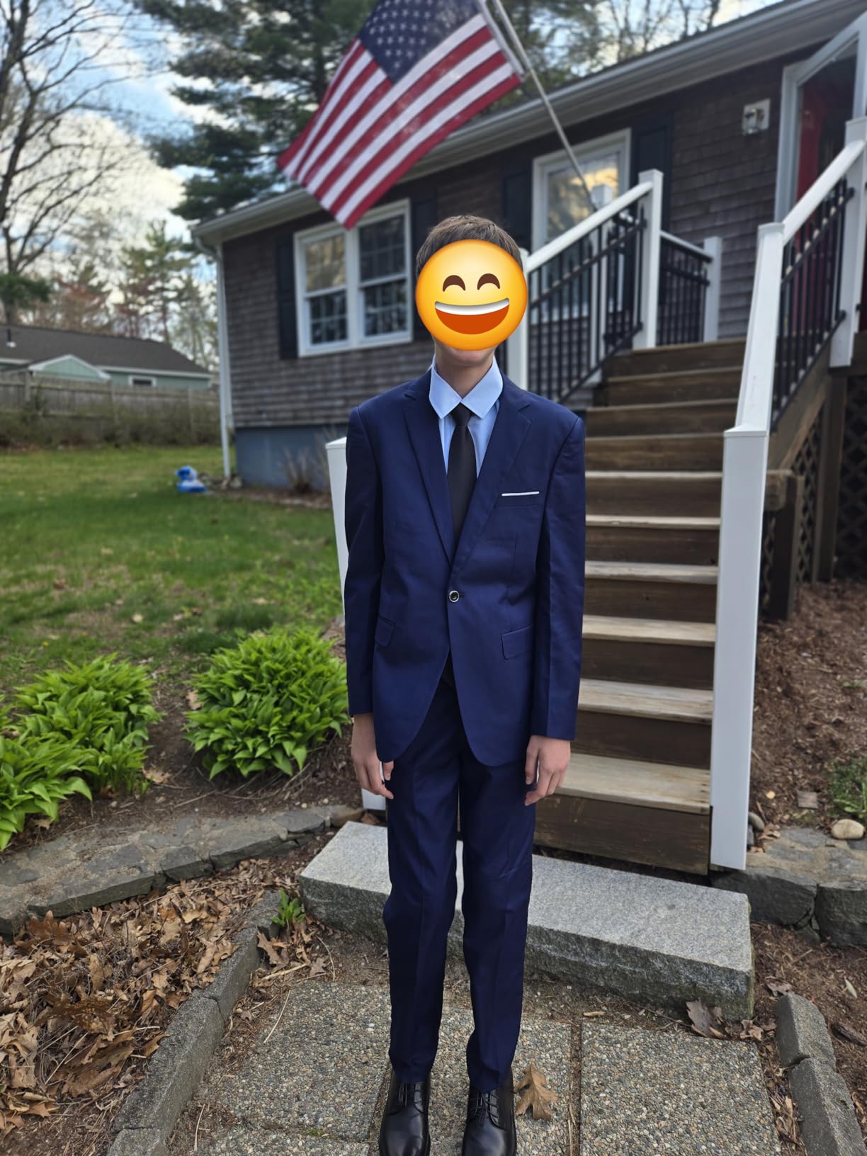 Men's 2 Piece Suit with Tie, One Button Slim Fit Solid Jacket and Pants Set, Suits for Men Prom Party Wedding & Business customer photo 2